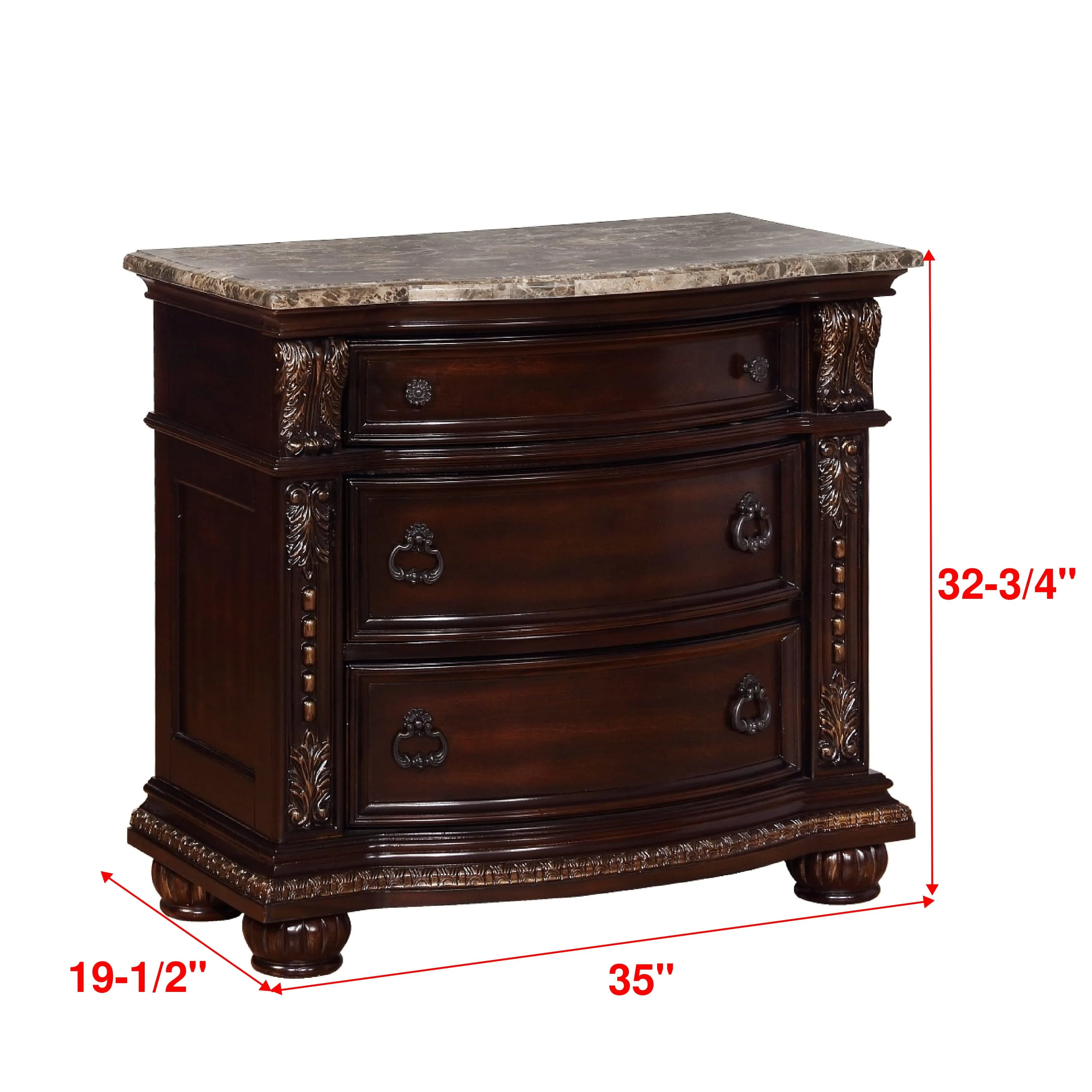 Stanley Cherry Brown Nightstand with Marble Top - Image 5
