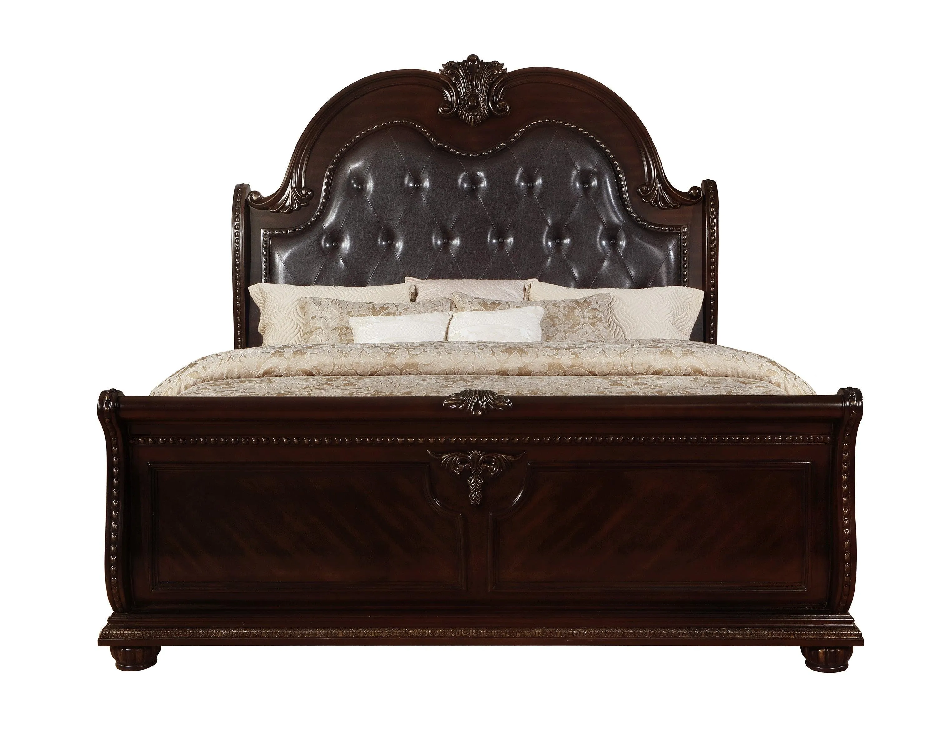 Stanley Cherry Brown Upholstered Sleigh Bedroom Set - Image 16