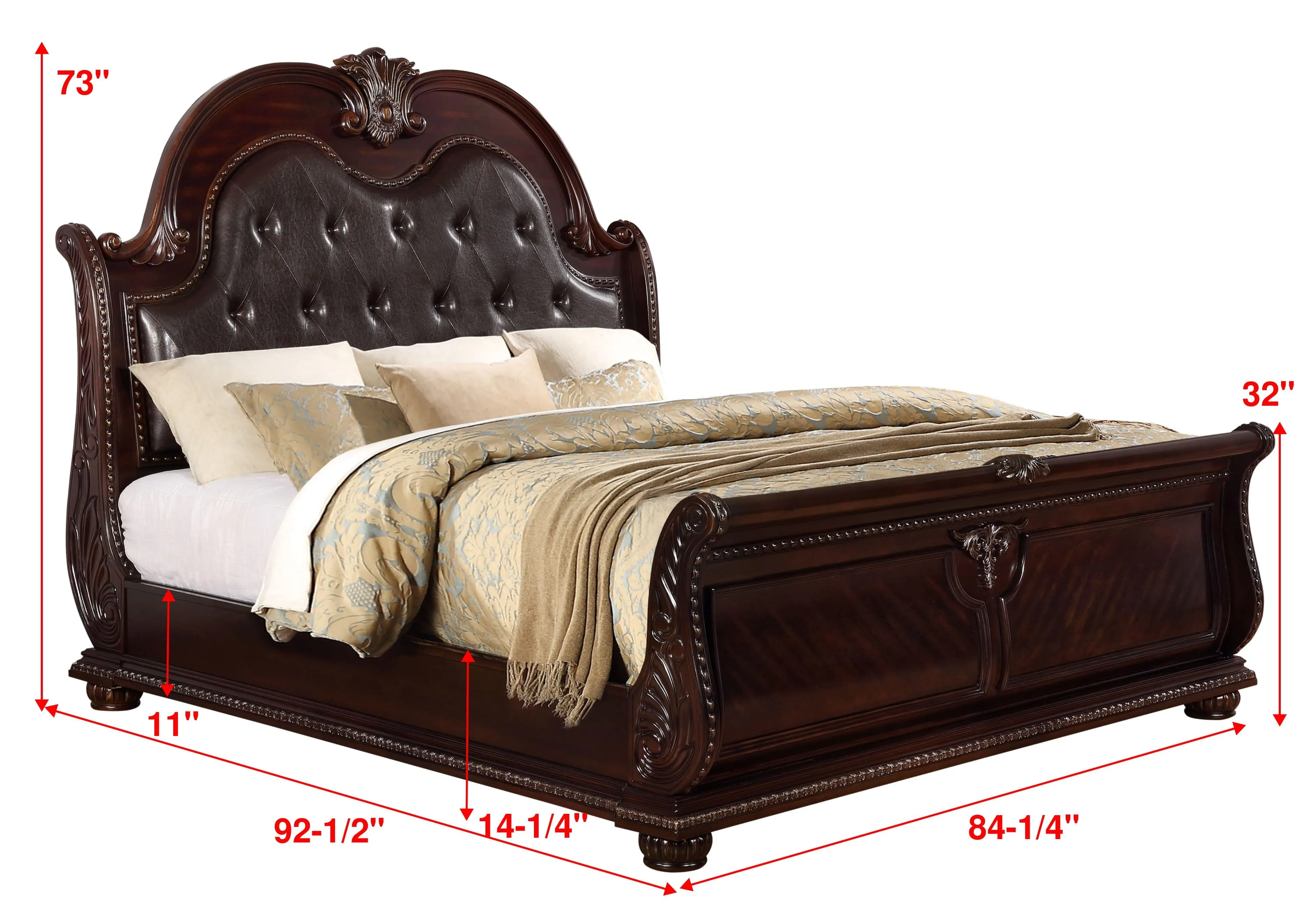 Stanley Cherry Brown Upholstered Sleigh Bedroom Set - Image 9