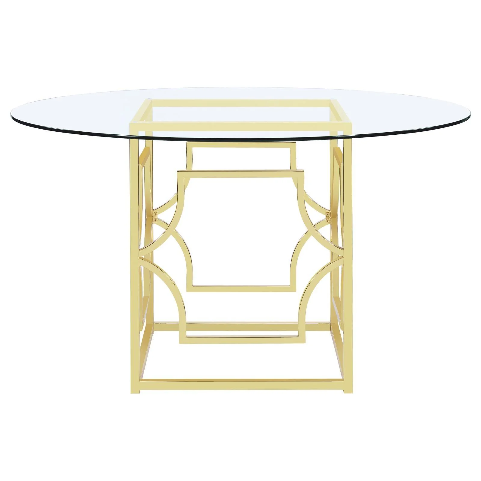 Starlight Clear and Brass Round Glass Top Dining Table - Image 2
