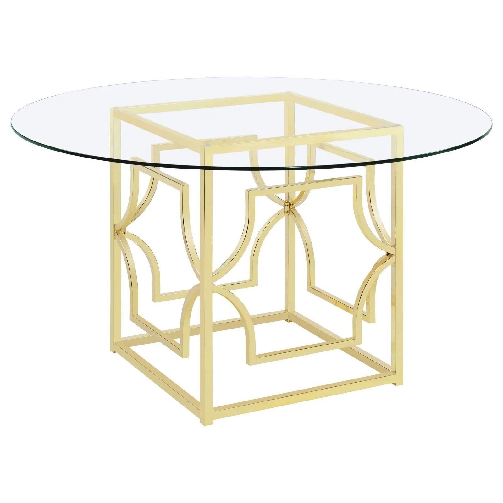 Starlight Clear and Brass Round Glass Top Dining Table - Image 4