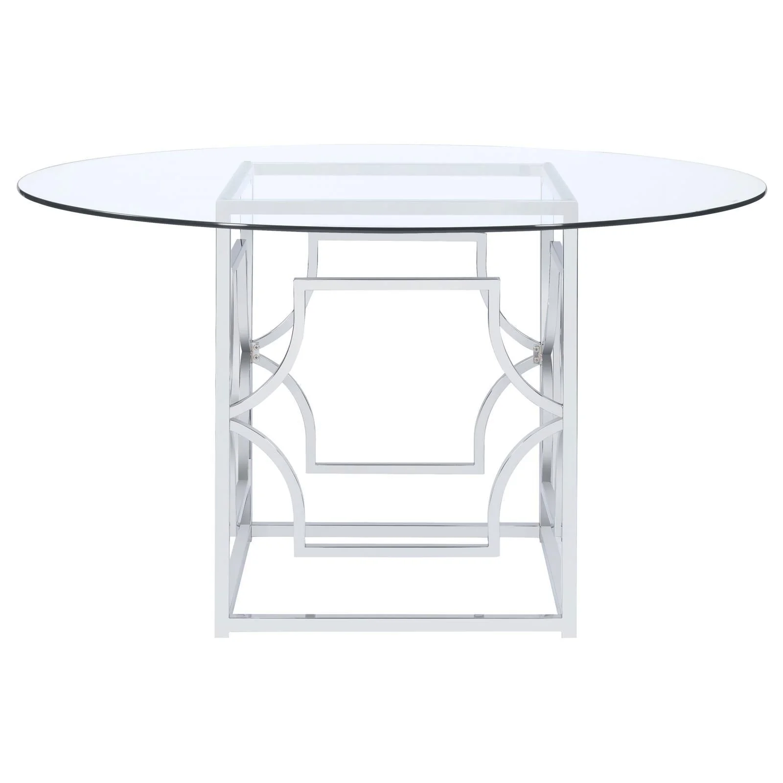 Starlight Clear and Chrome Round Glass Top Dining Table - Image 2