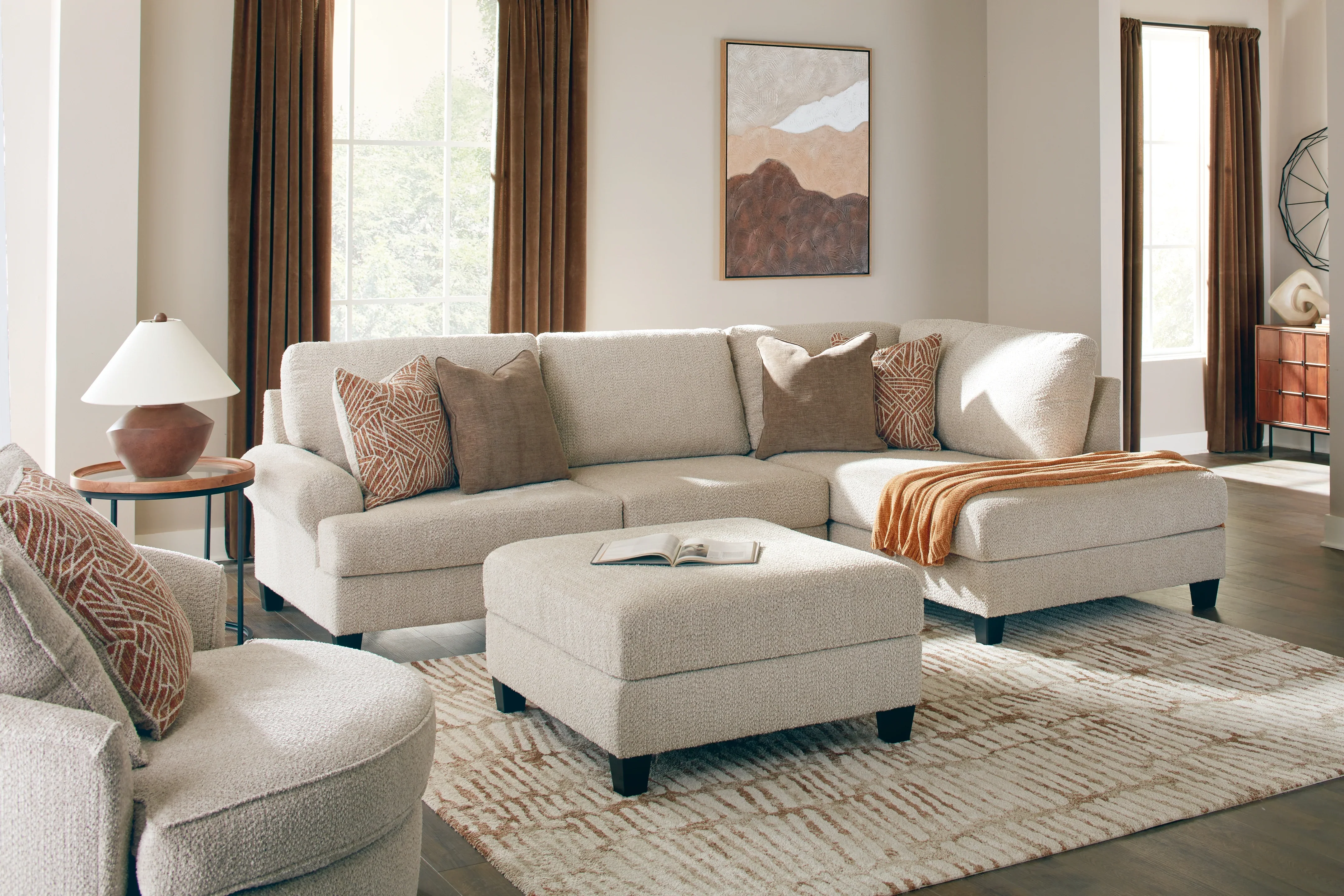 Steelwater Retreat Latte 2-Piece Sectional with RAF Chaise and Accent Ottoman - Image 3