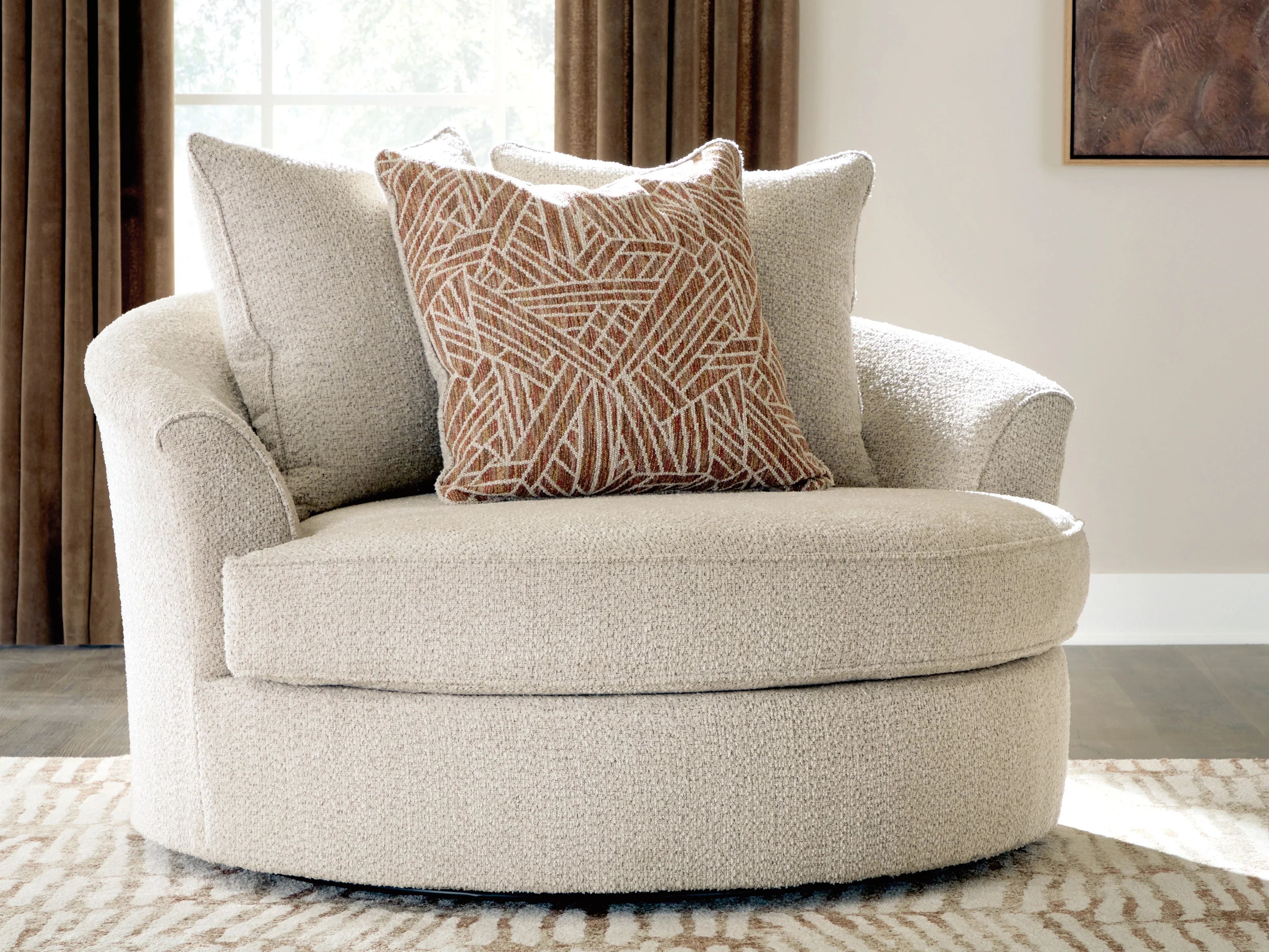 Steelwater Retreat Latte Oversized Swivel Accent Chair