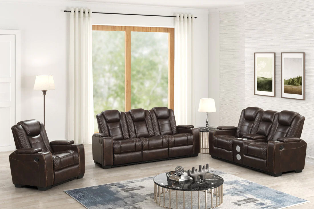 Stefano Espresso 3-Piece Reclining Living Room Set