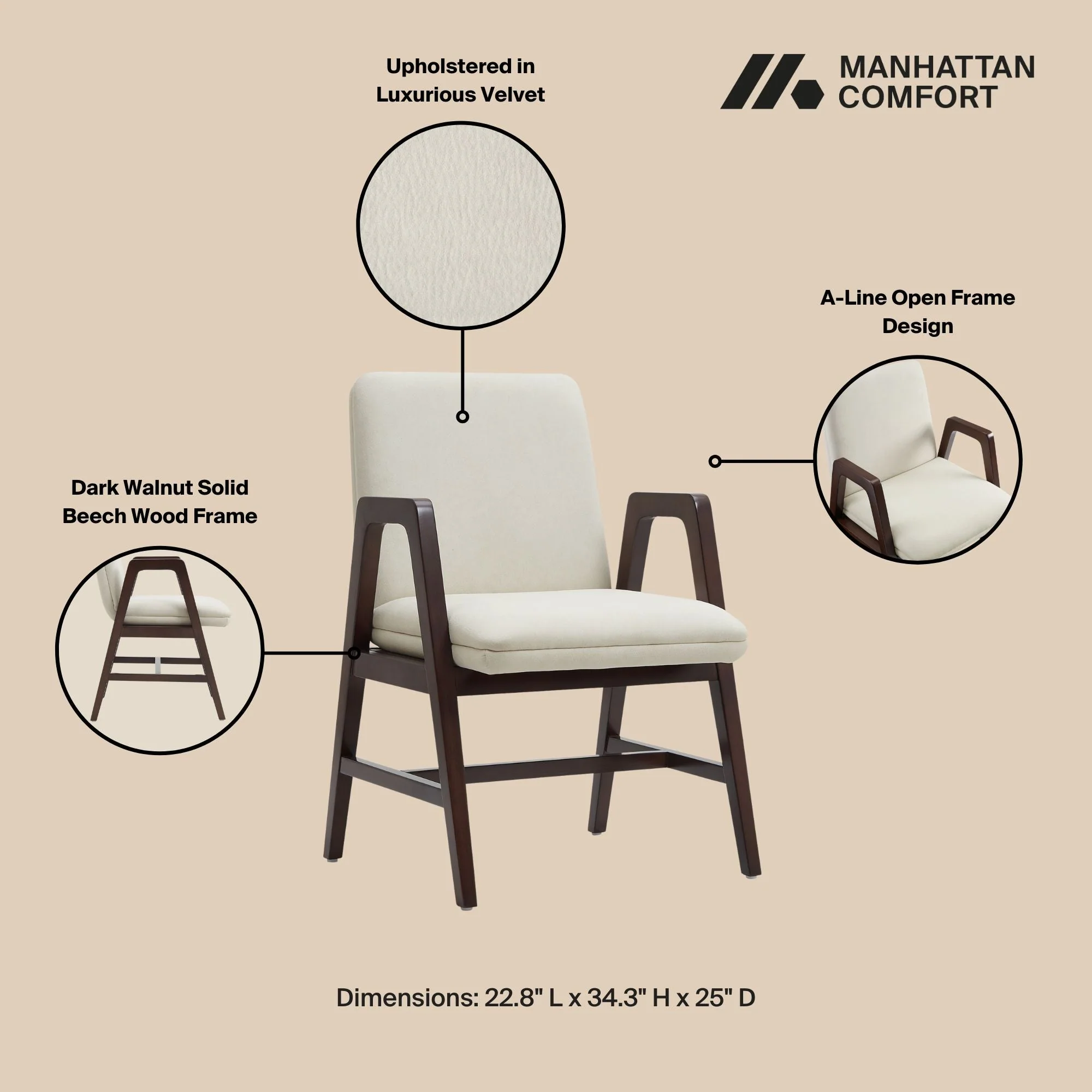 Stella Dining Armchair in Cream (set of 2) - Image 4