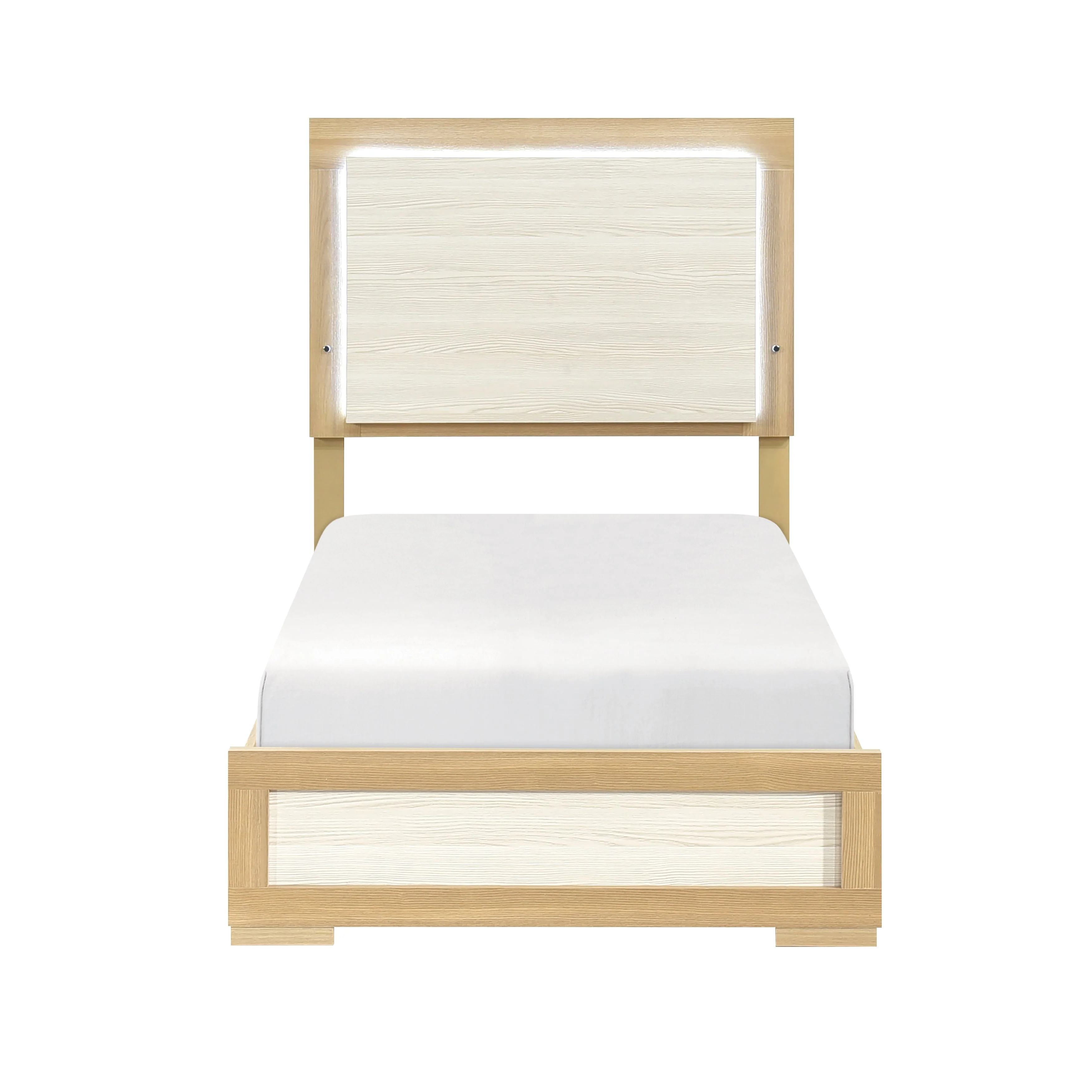 Sterling Natural/White LED Twin Bed