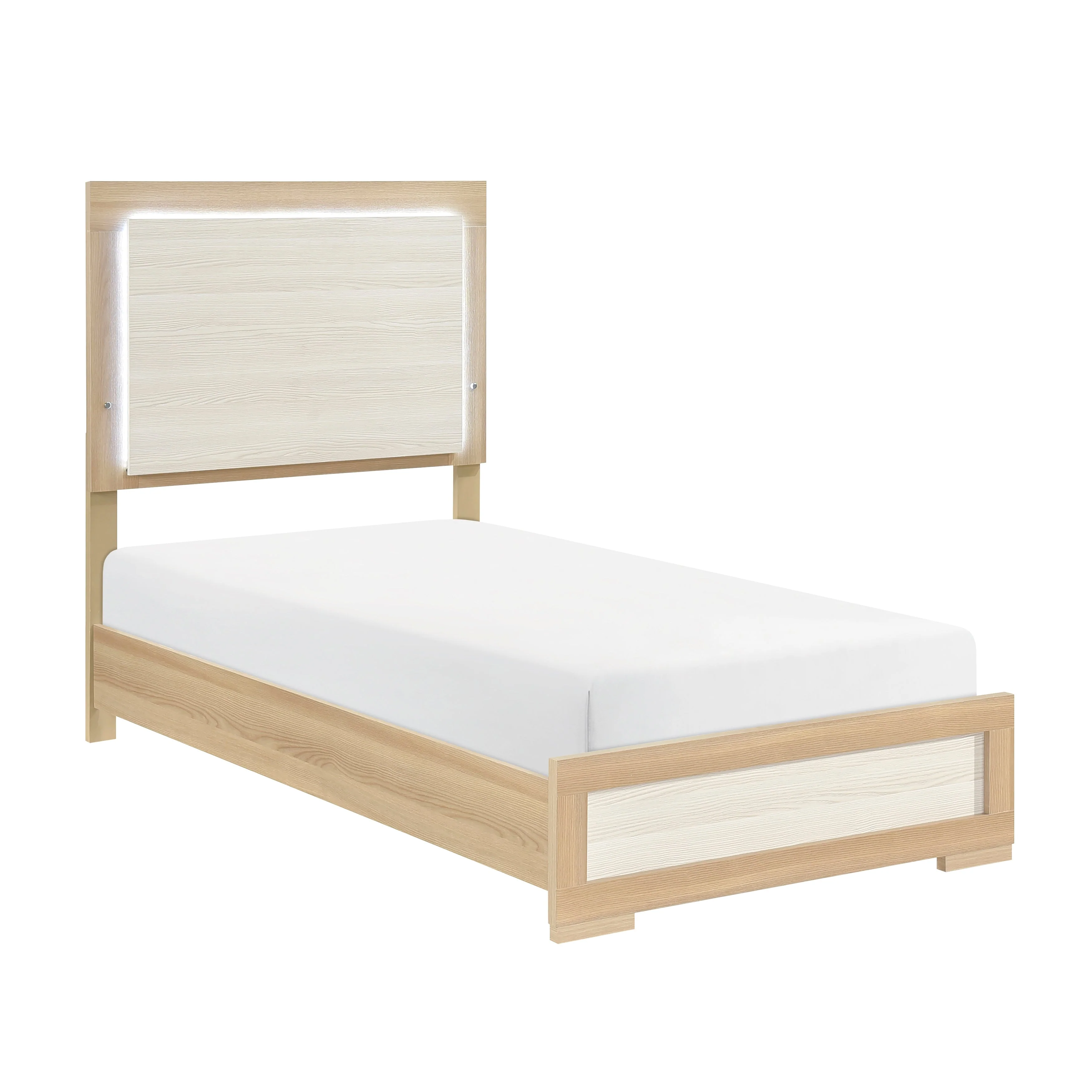 Sterling Natural/White LED Twin Bed - Image 9