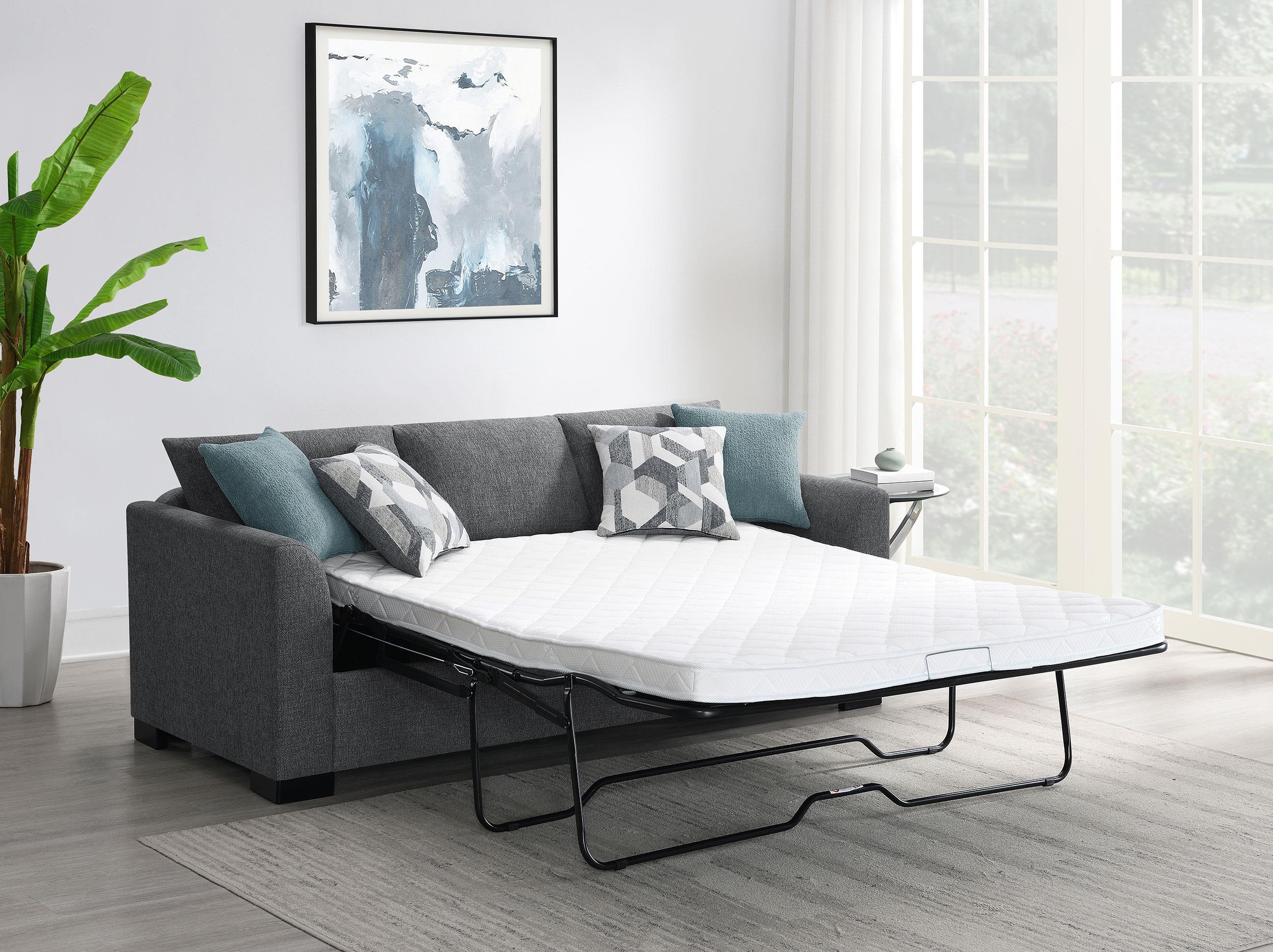 Storey Grey Upholstered Sleeper Sectional Chaise Sofa - Image 2