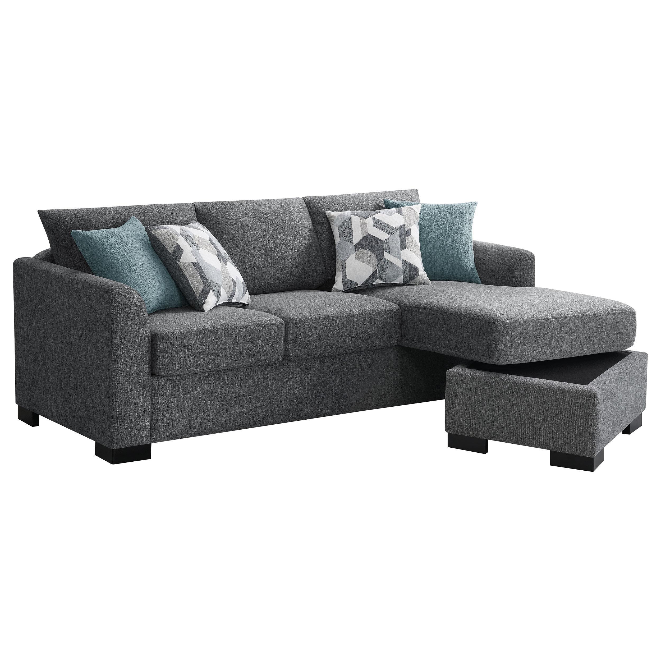 Storey Grey Upholstered Sleeper Sectional Chaise Sofa - Image 4