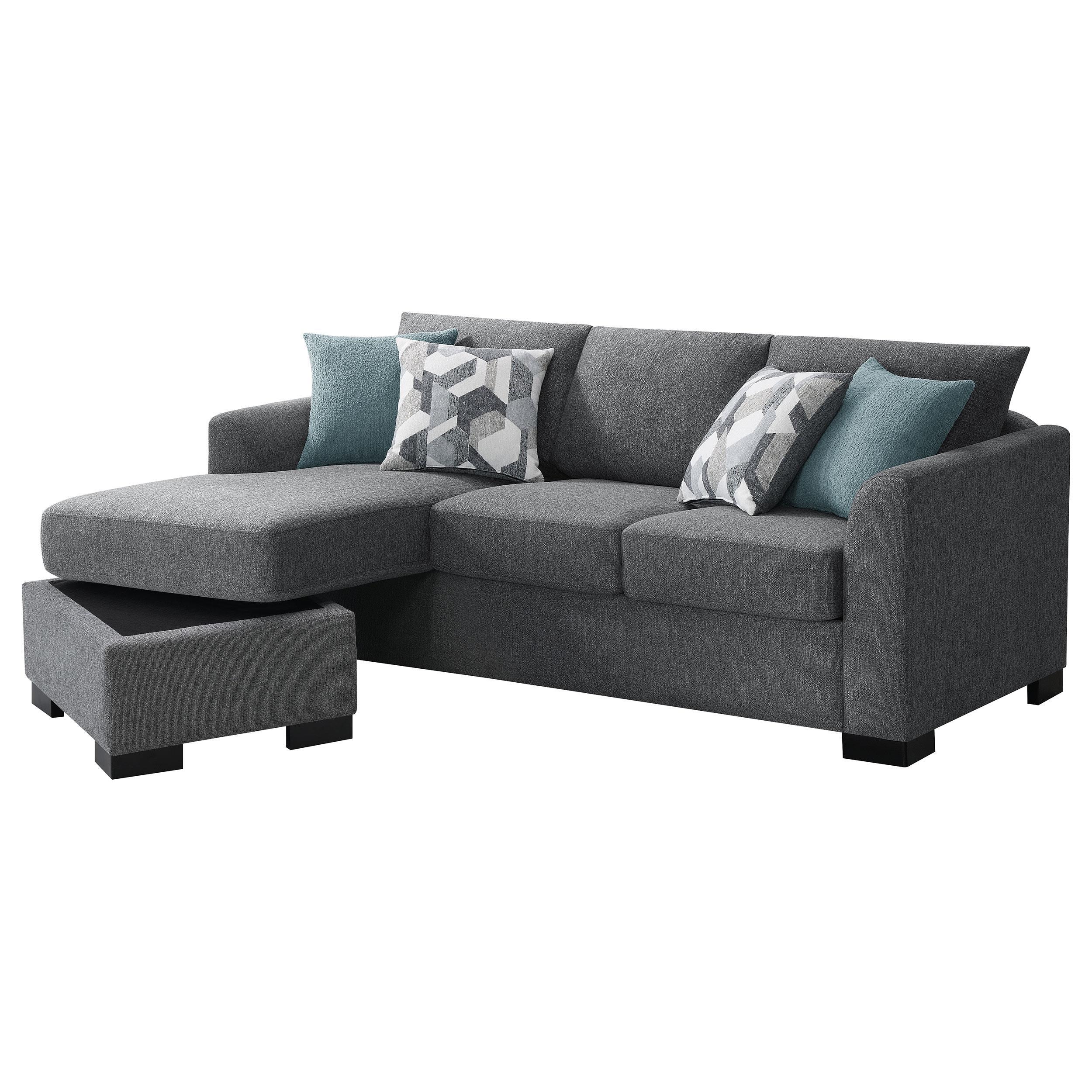 Storey Grey Upholstered Sleeper Sectional Chaise Sofa - Image 7