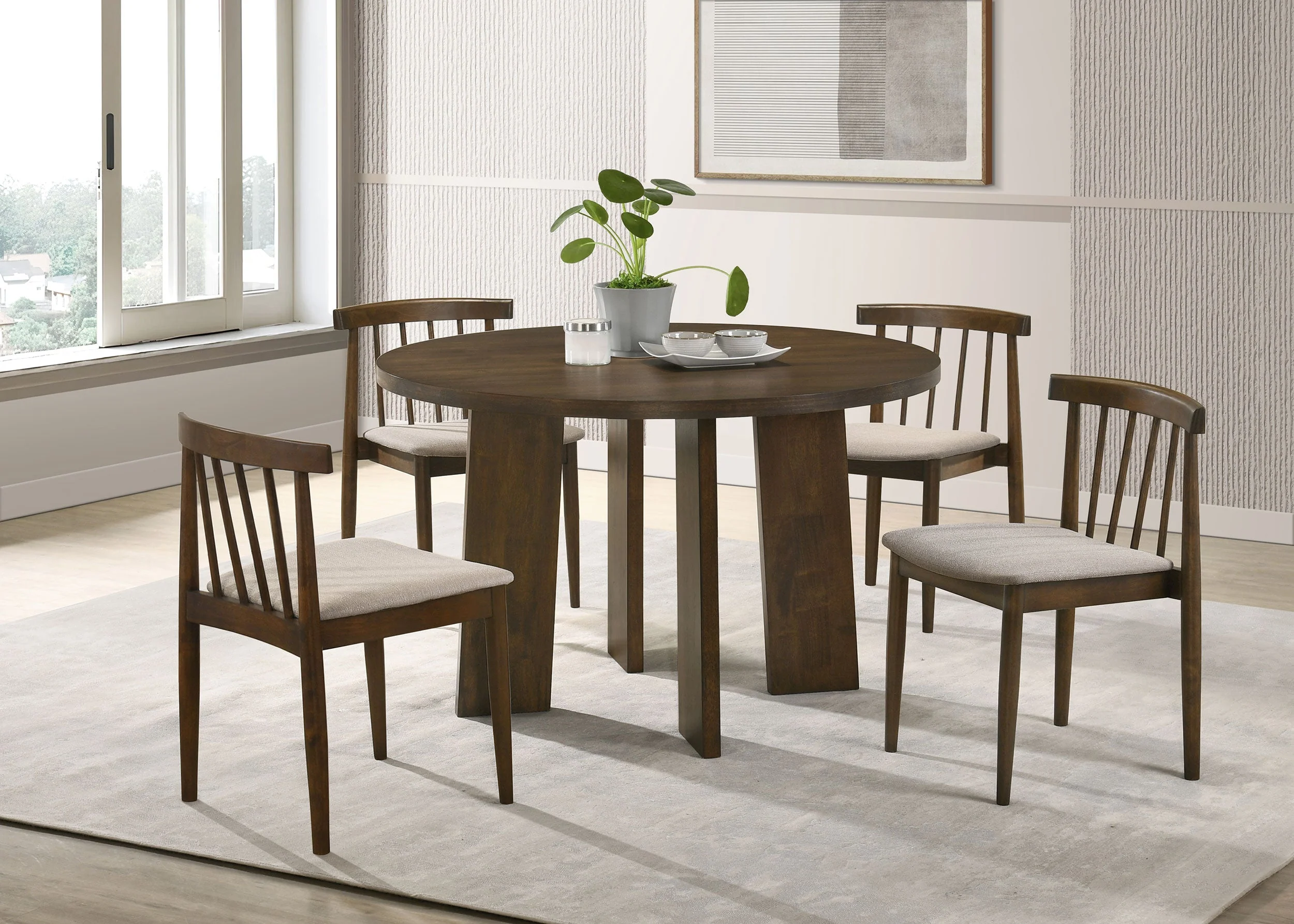 Strouse Walnut 47-inch Round Wood Dining Room Table - Image 10