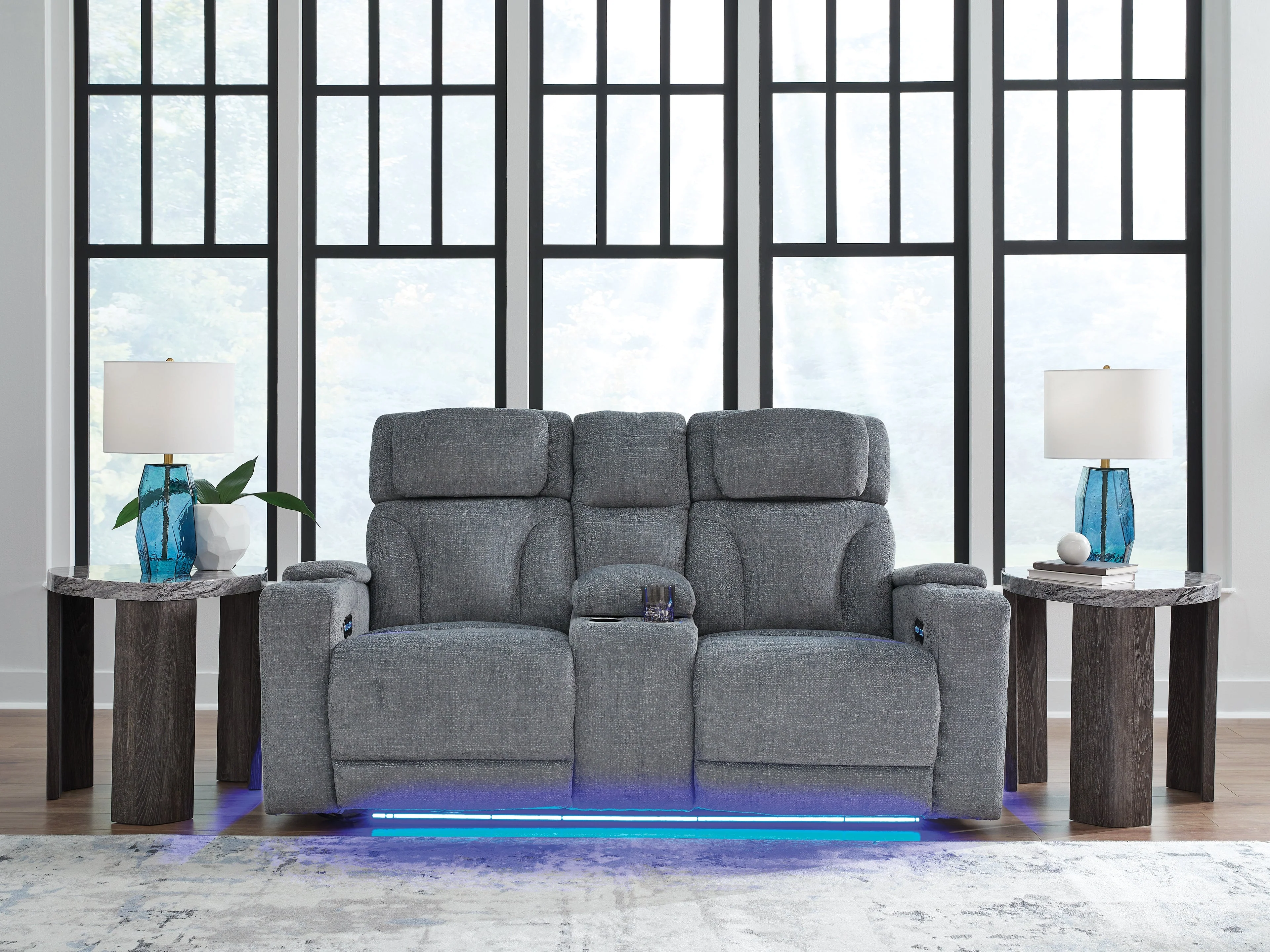 Studio Cave Steel Power Reclining Loveseat with Console