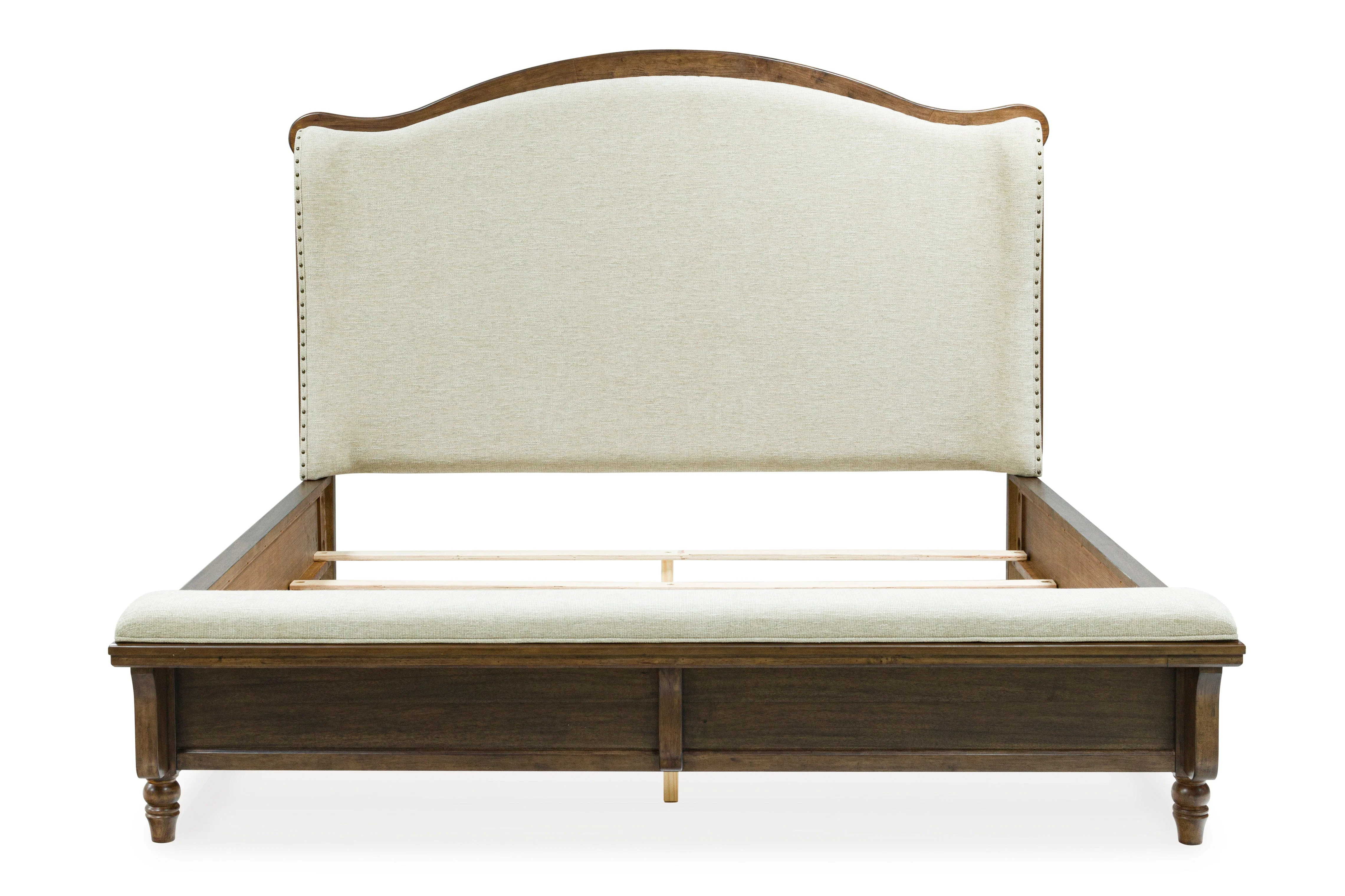 Sturlayne Brown Queen Upholstered Panel Bed with Footboard Bench - Image 2