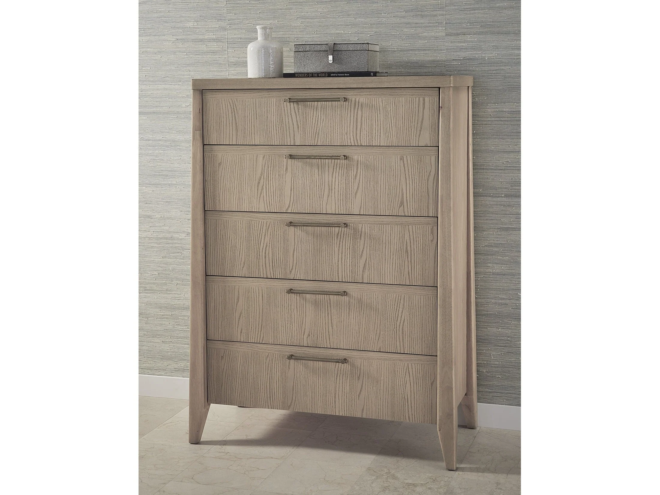 Sumire Five Drawer Ash Wood Chest in Ginger