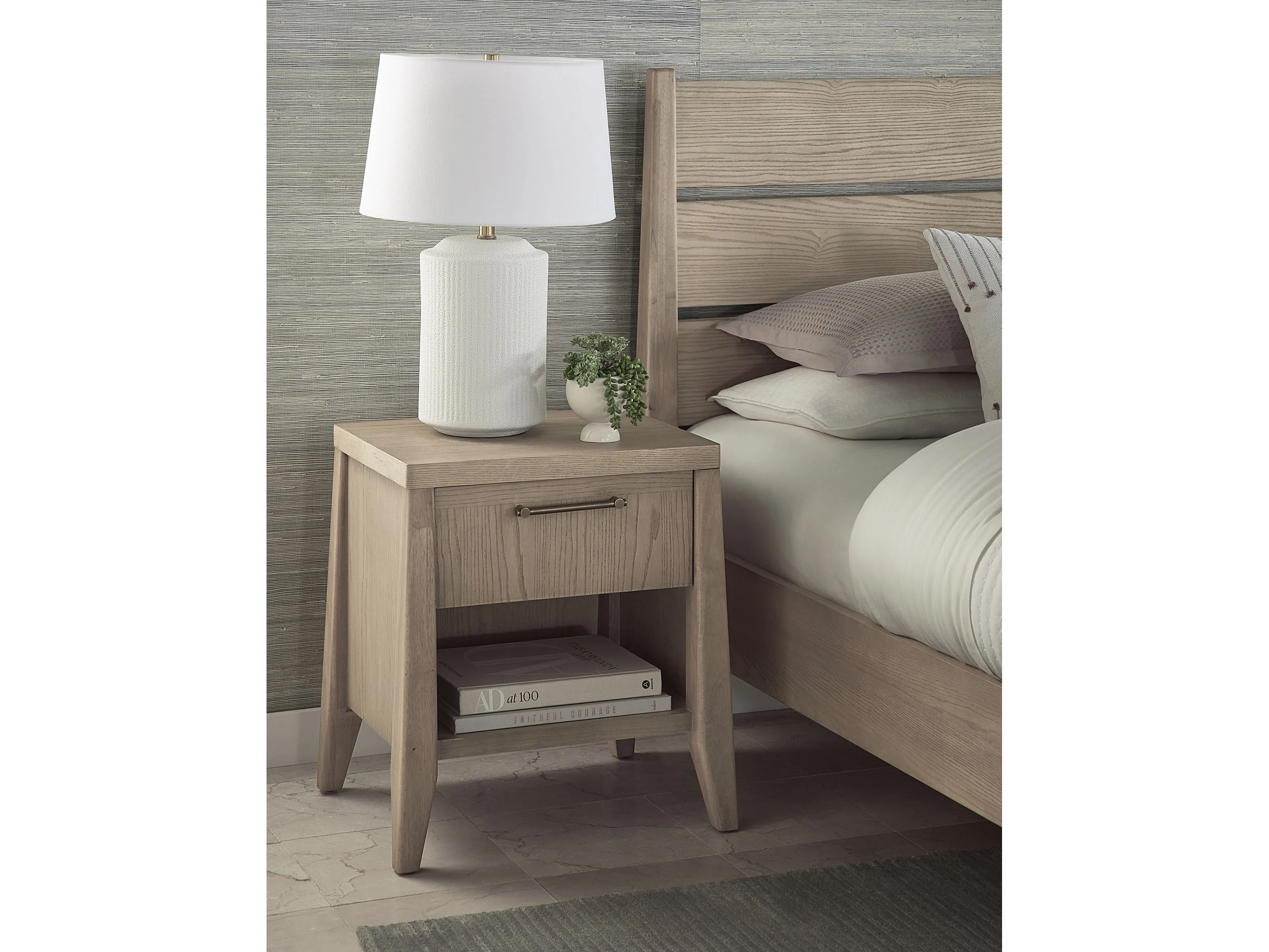 Sumire Ginger One Drawer One Shelf Ash Wood Nightstand