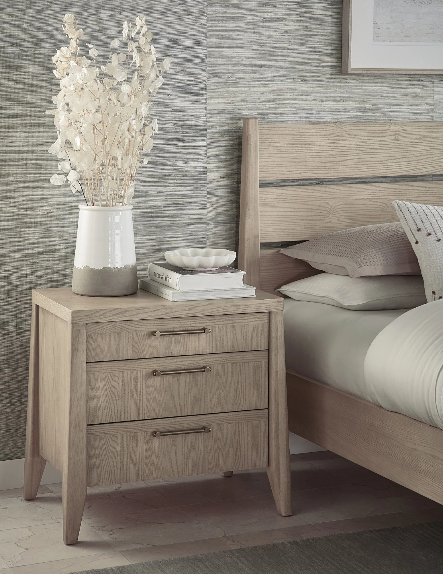 Sumire Ginger Three Drawer Ash Wood Nightstand - Image 2