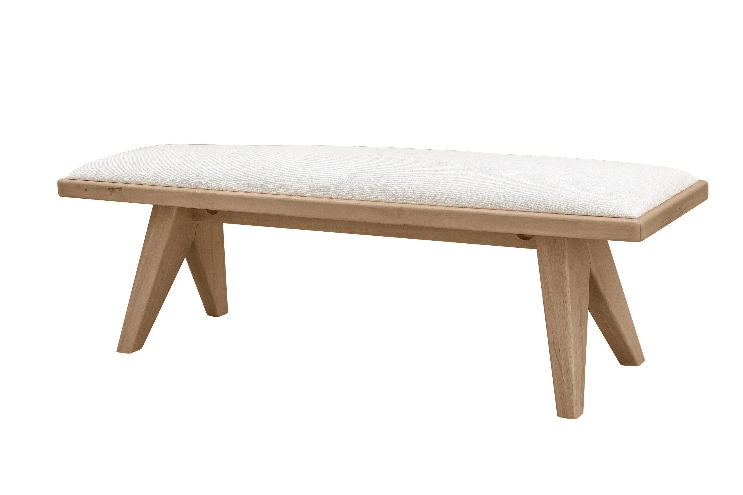 Sumire Upholstered Bench in Ginger and Natural Linen - Image 2