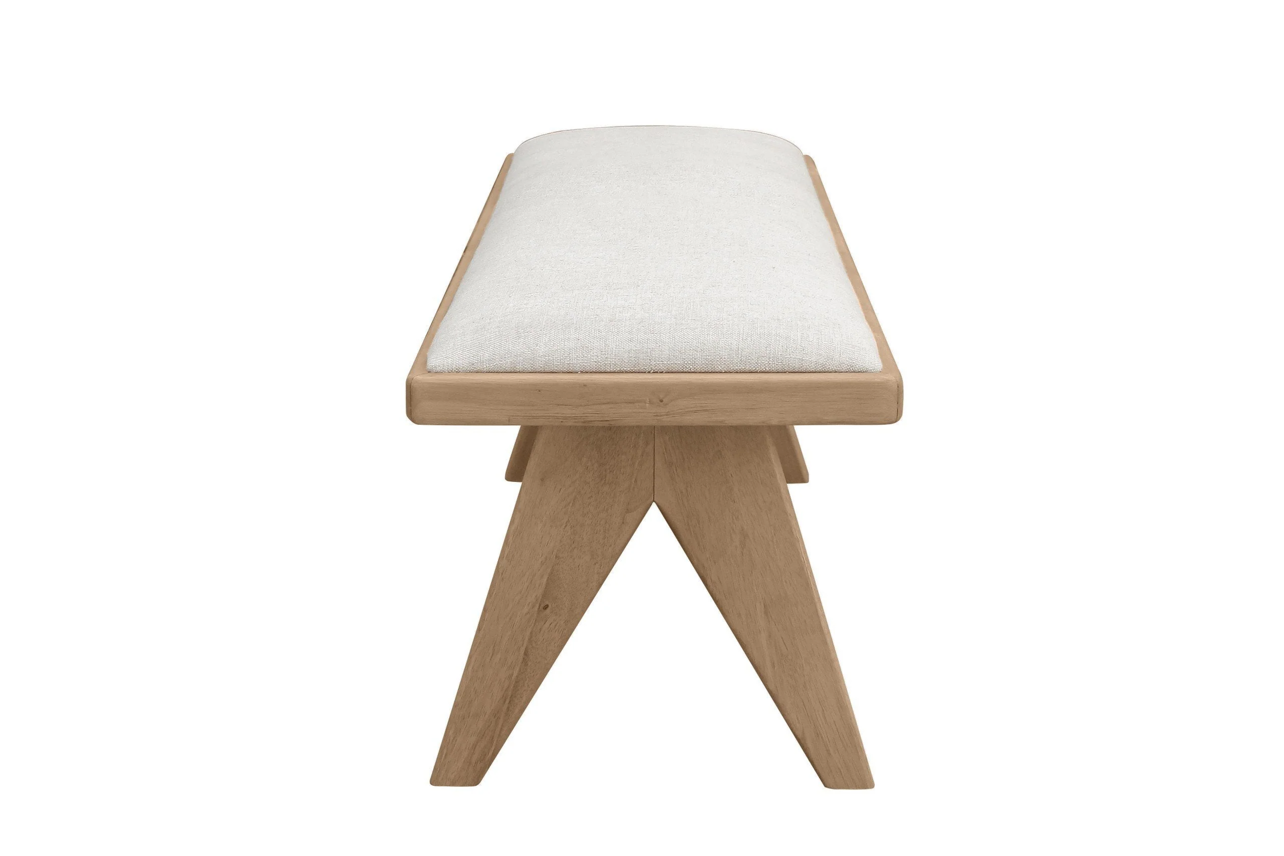Sumire Upholstered Bench in Ginger and Natural Linen - Image 3