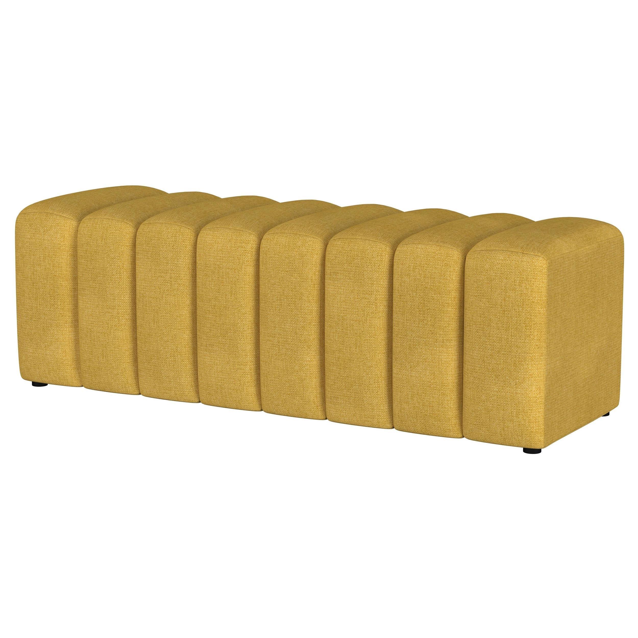 Summer Mustard Yellow Upholstered Channel Tufted Accent Bench - Image 4