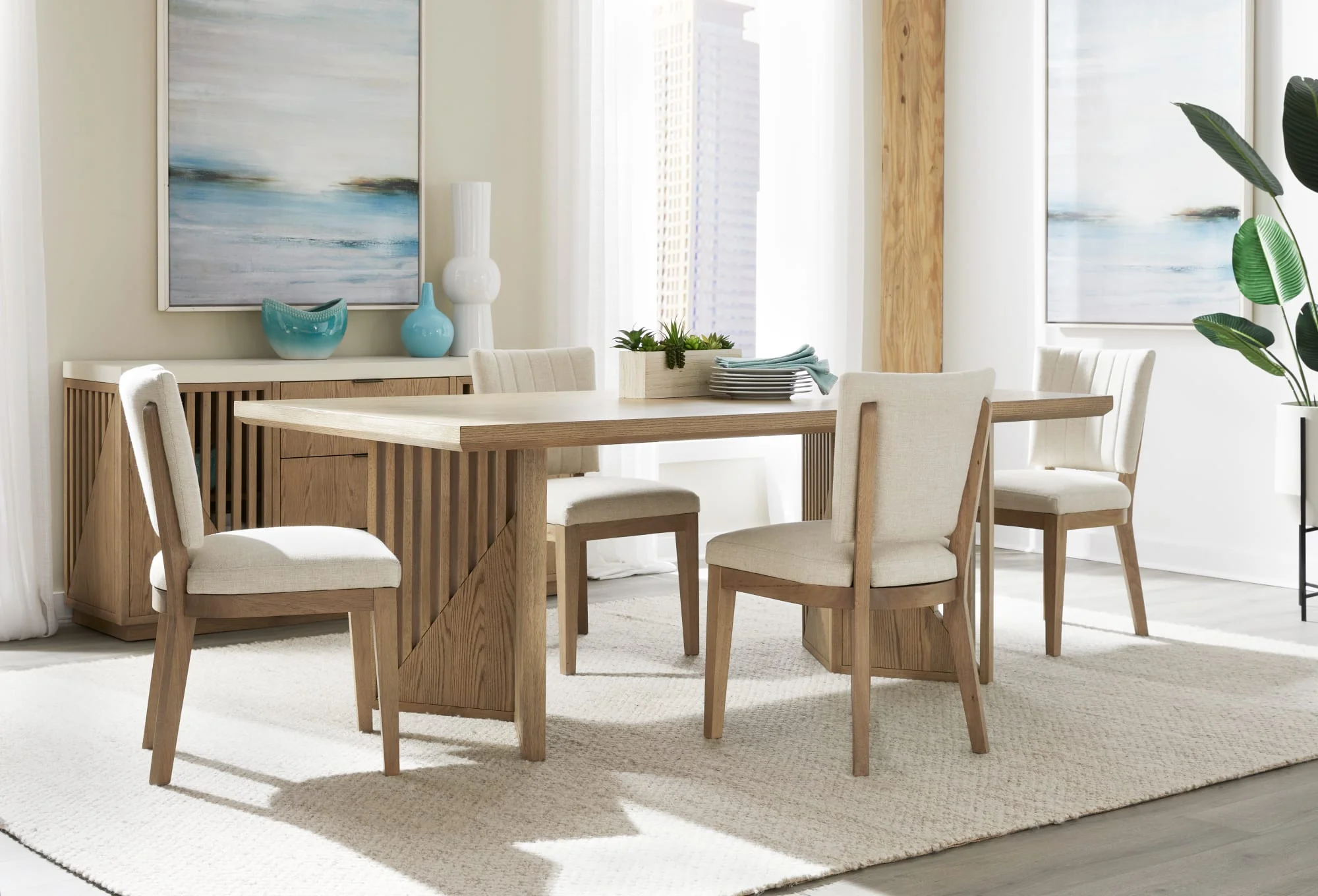 Sumner Natural Double Pedestal Oak Dining Table - Image 6