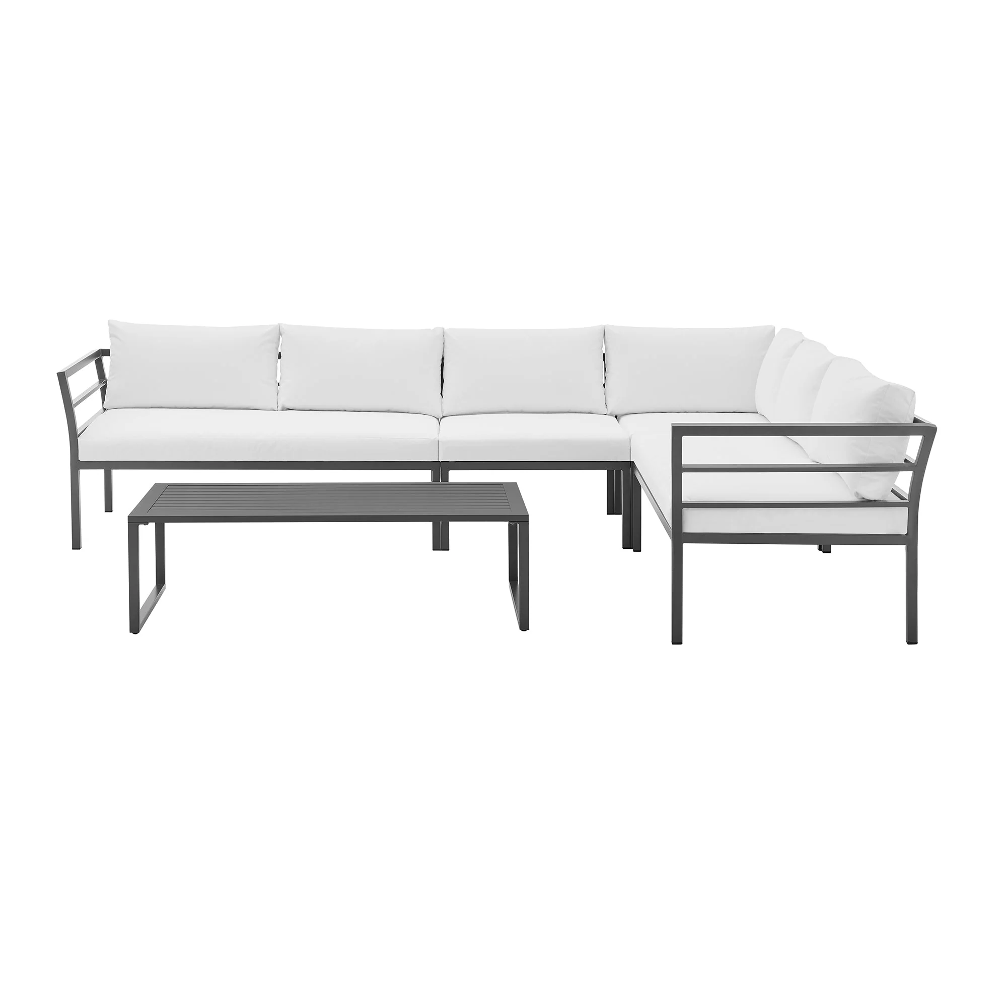 Sunnyside Corner Patio Conversation Set with Table in Grey on White - Image 10