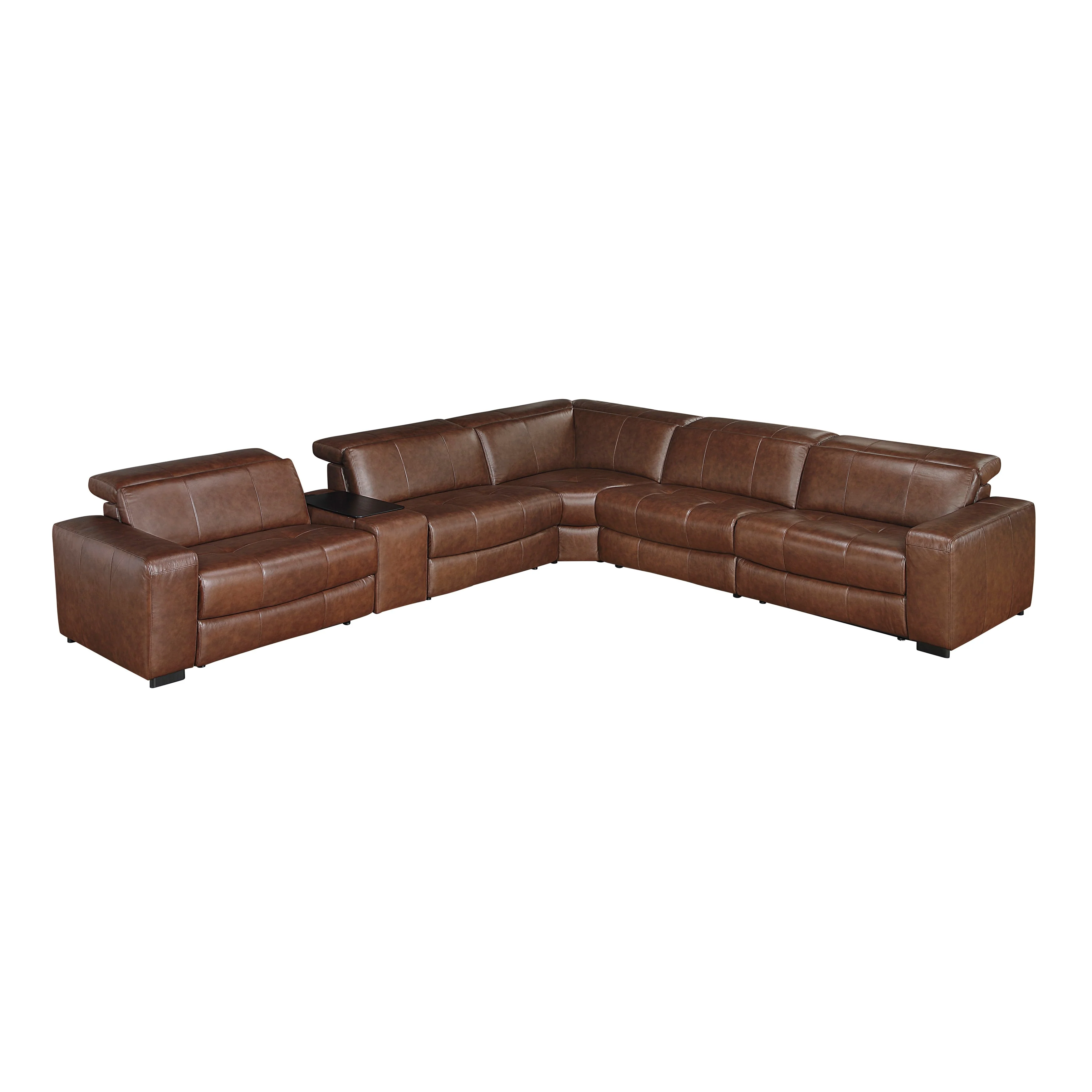 Sutton Brown 6-Piece Modular Leather Power Reclining Sectional - Image 2