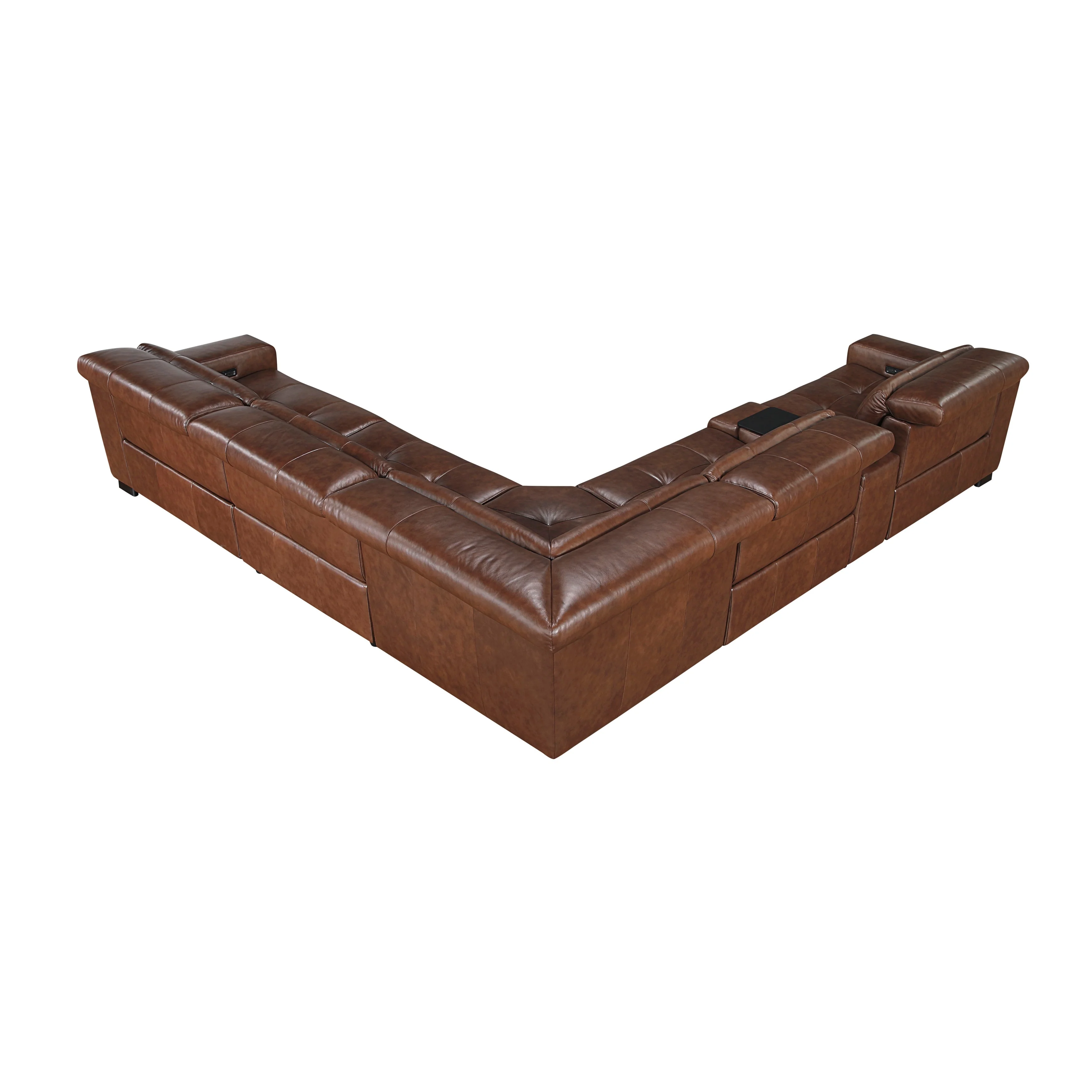 Sutton Brown 6-Piece Modular Leather Power Reclining Sectional - Image 7