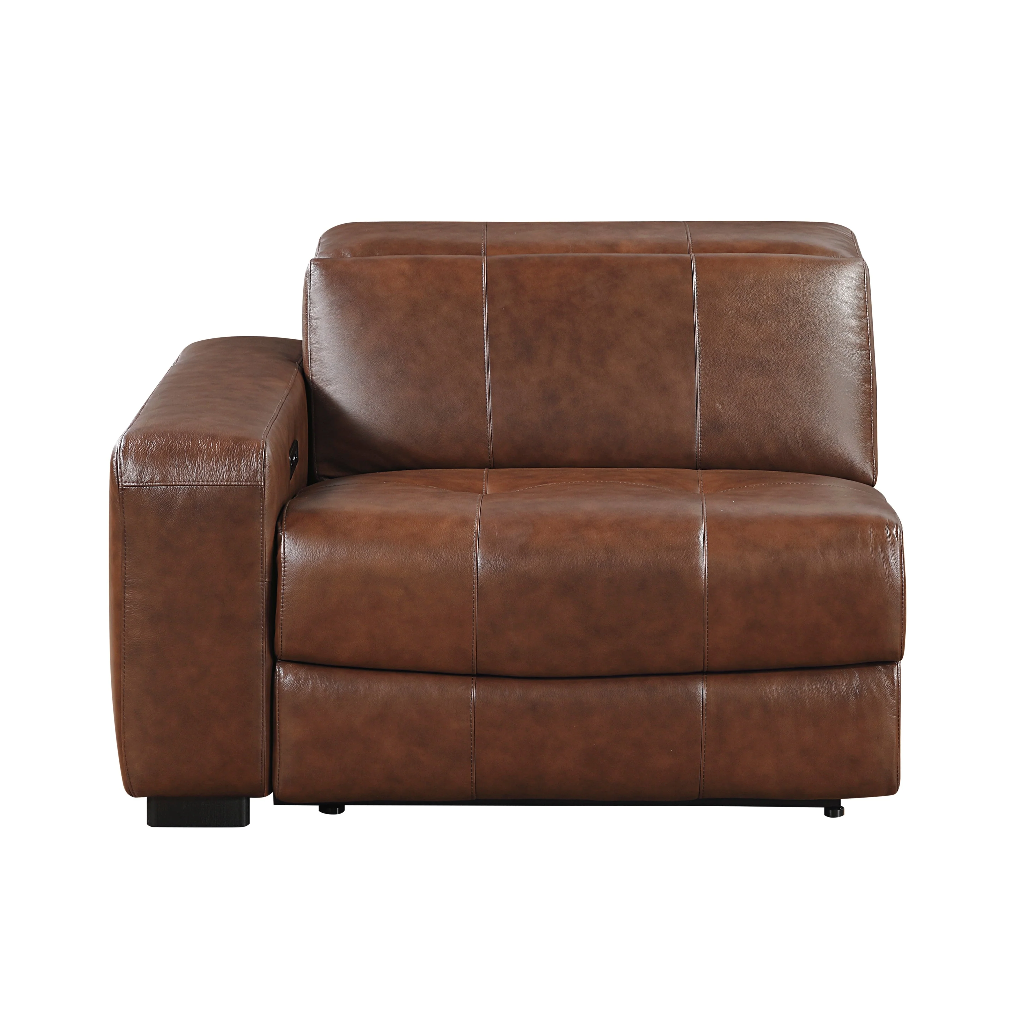 Sutton Brown Leather Power Double Reclining Sofa with Power Headrests and Charging Ports - Image 8