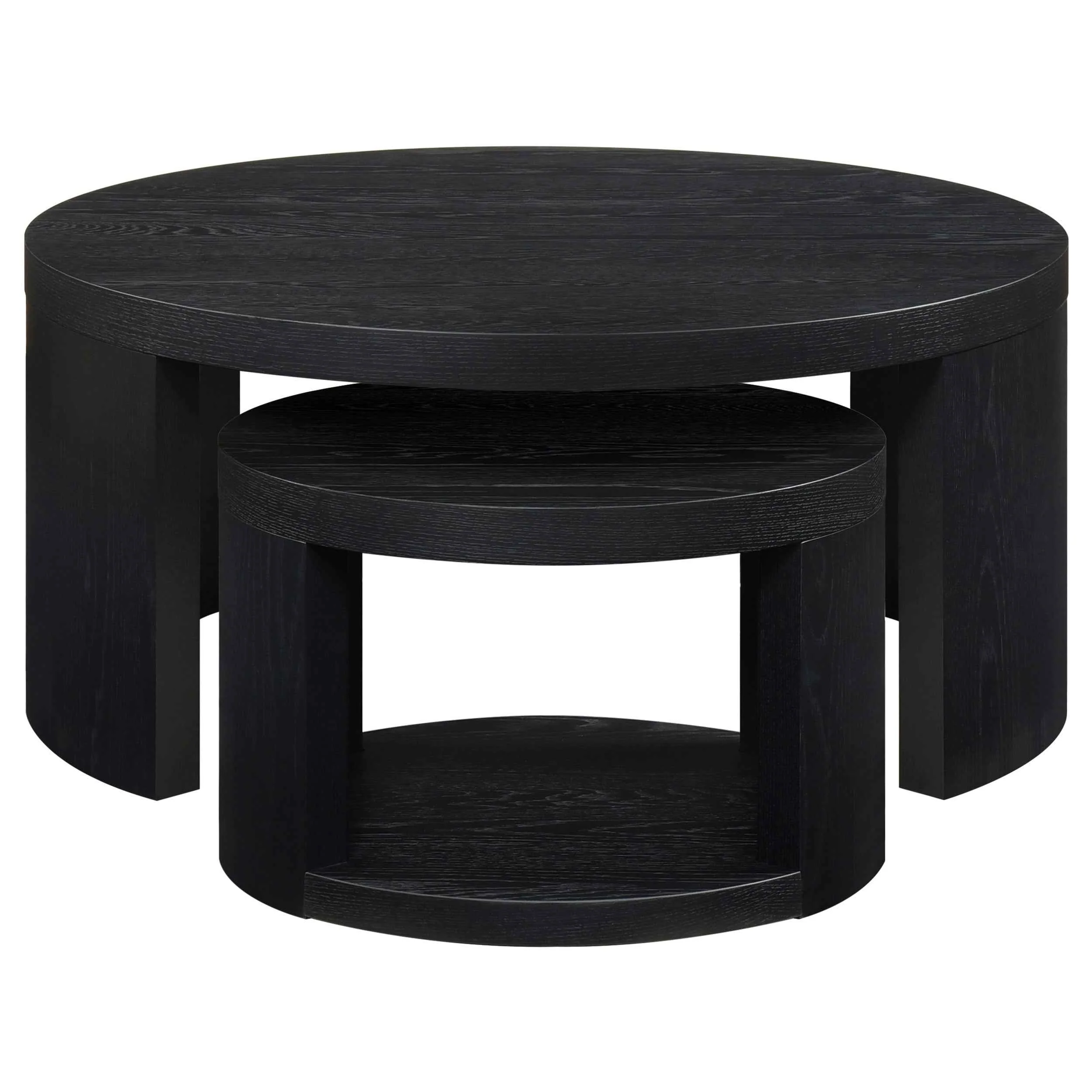 Sweeney Black 2-piece Round Wood Occasional Nesting Table Set - Image 3