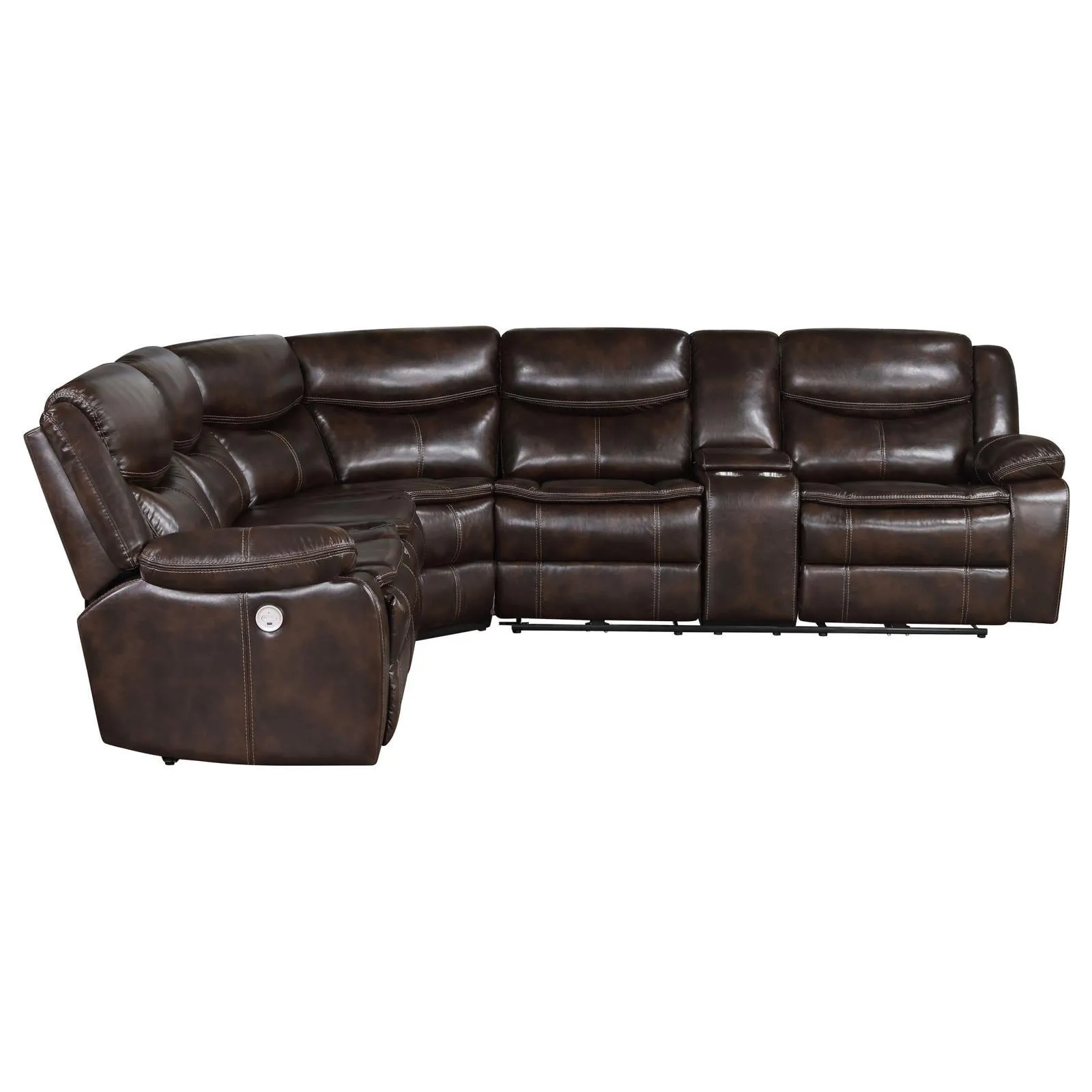 Sycamore Brown Upholstered Power Reclining Sectional - Image 3