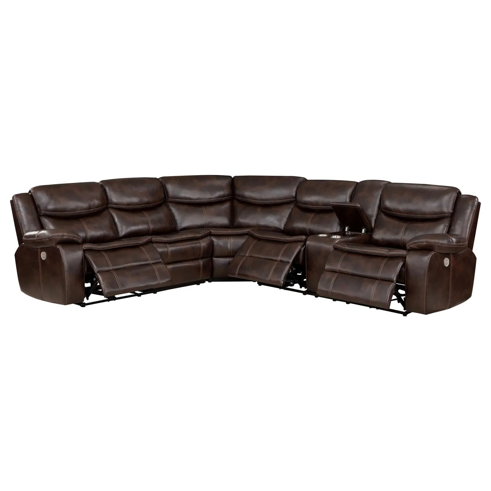 Sycamore Brown Upholstered Power Reclining Sectional - Image 4