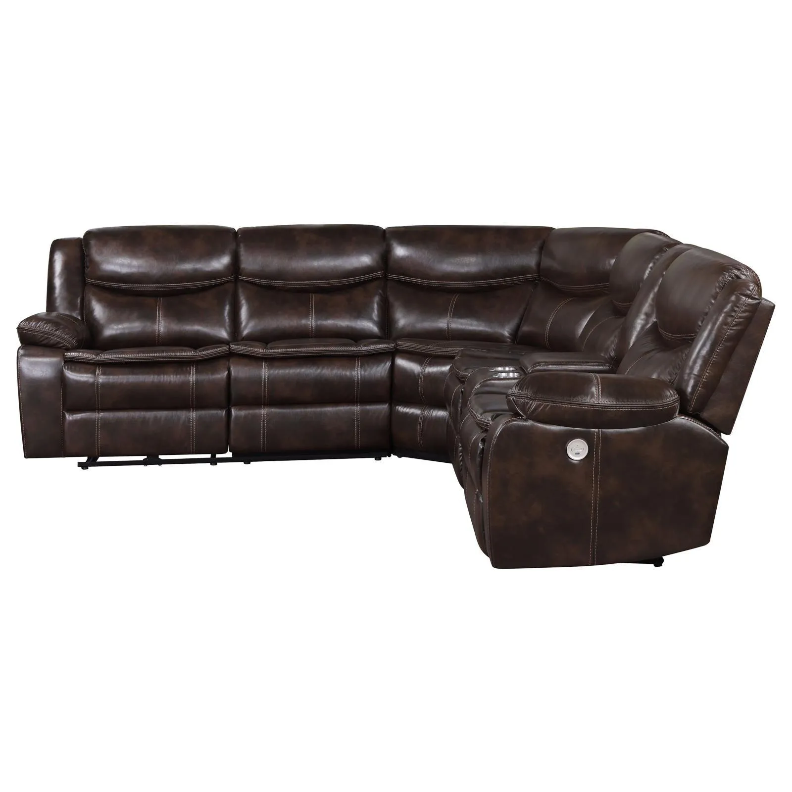 Sycamore Brown Upholstered Power Reclining Sectional - Image 5