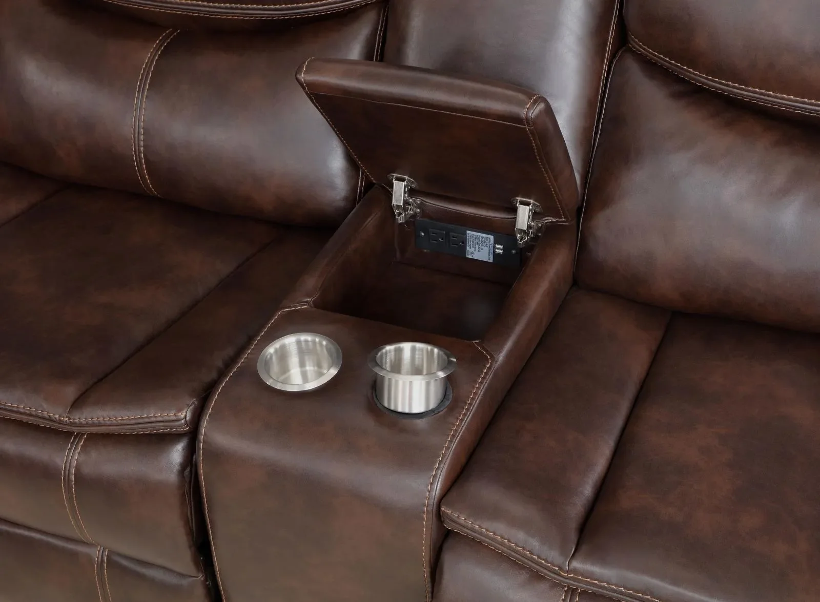 Sycamore Brown Upholstered Power Reclining Sectional - Image 7