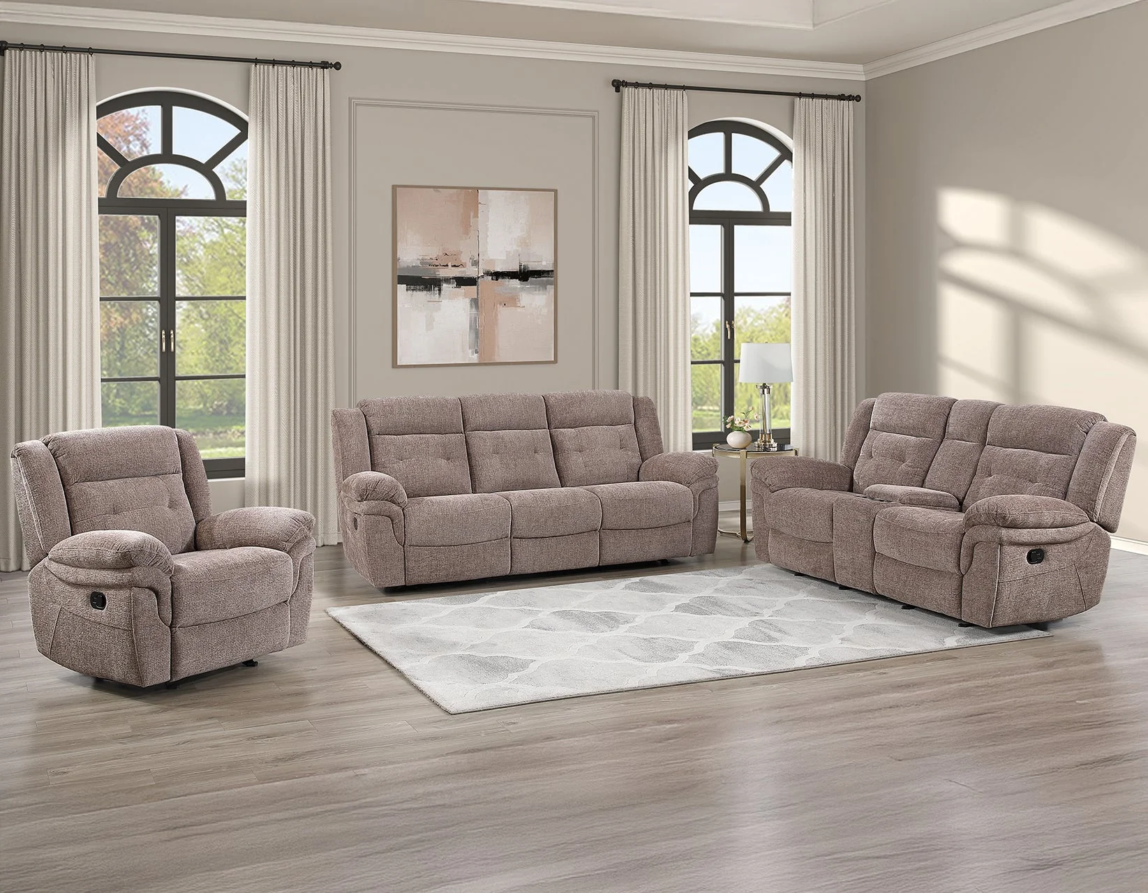 Sydney Sofa, Manual Reclining, Double Glider, Brown - Image 4
