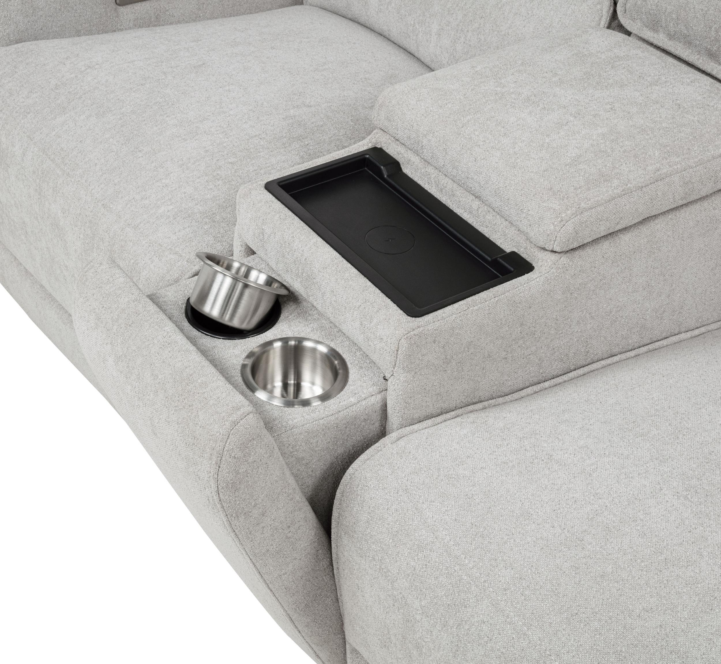 Sylmar Gray Chenille Upholstered Power Reclining Loveseat - Image 11