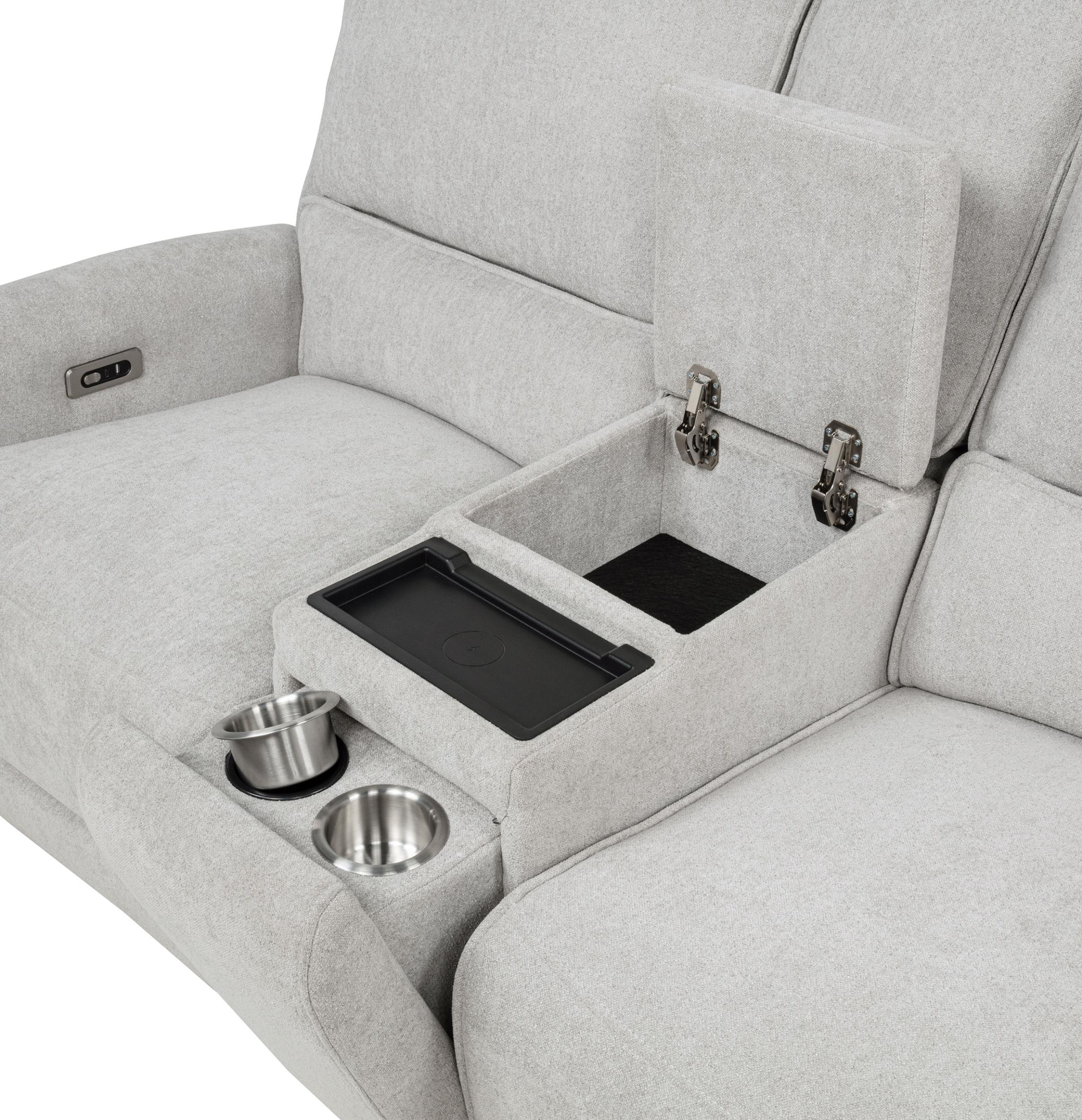 Sylmar Gray Chenille Upholstered Power Reclining Loveseat - Image 12