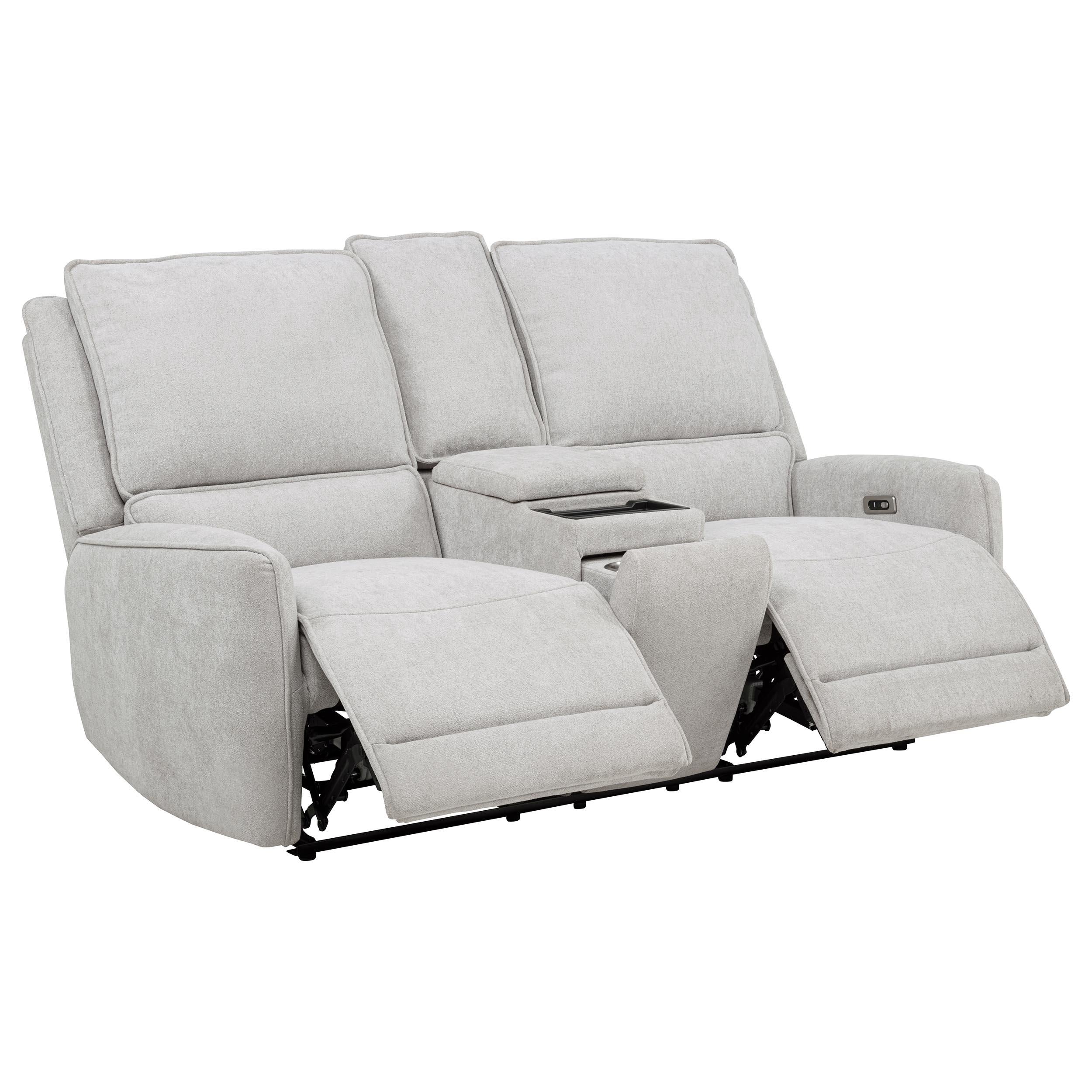 Sylmar Gray Chenille Upholstered Power Reclining Loveseat - Image 2