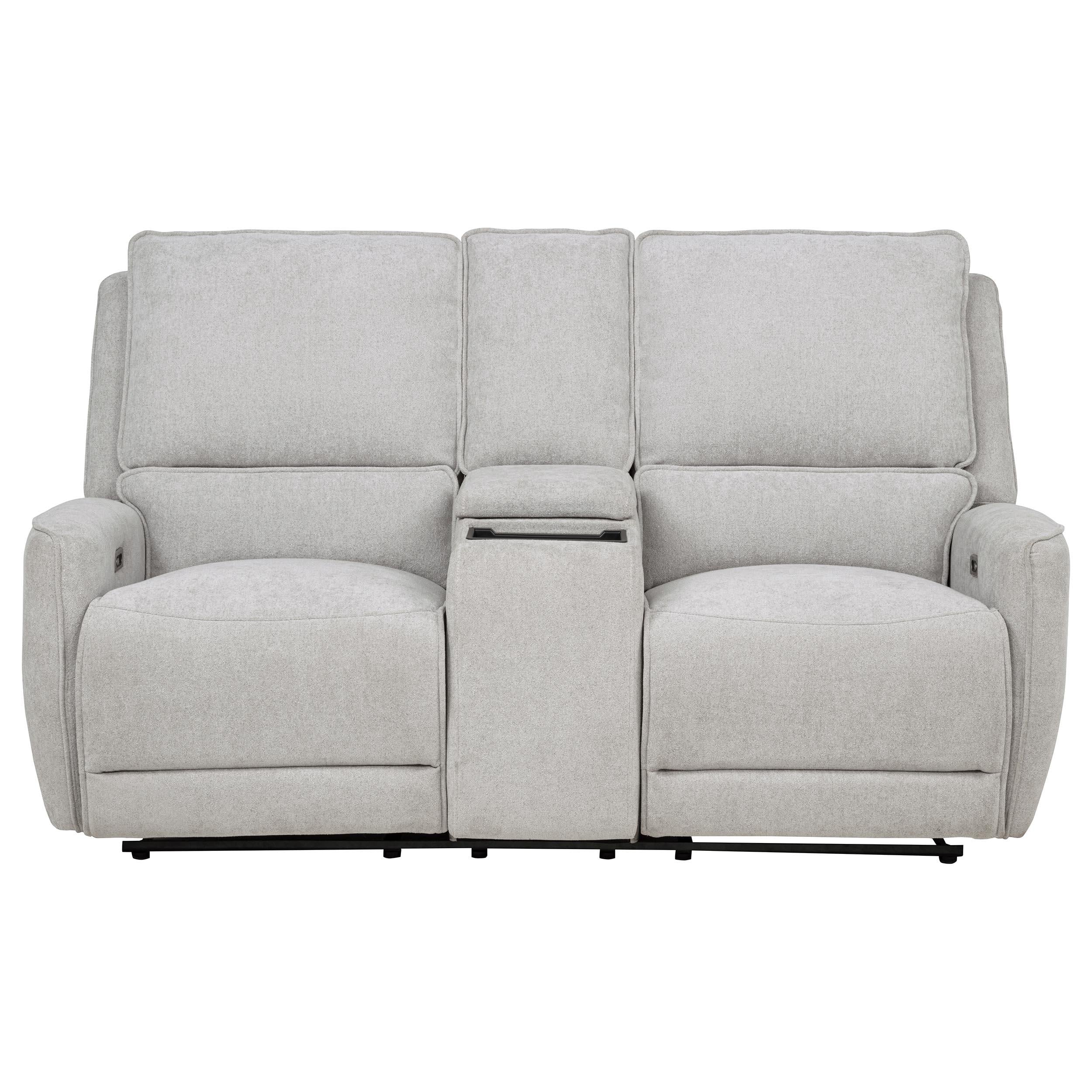 Sylmar Gray Chenille Upholstered Power Reclining Loveseat - Image 4