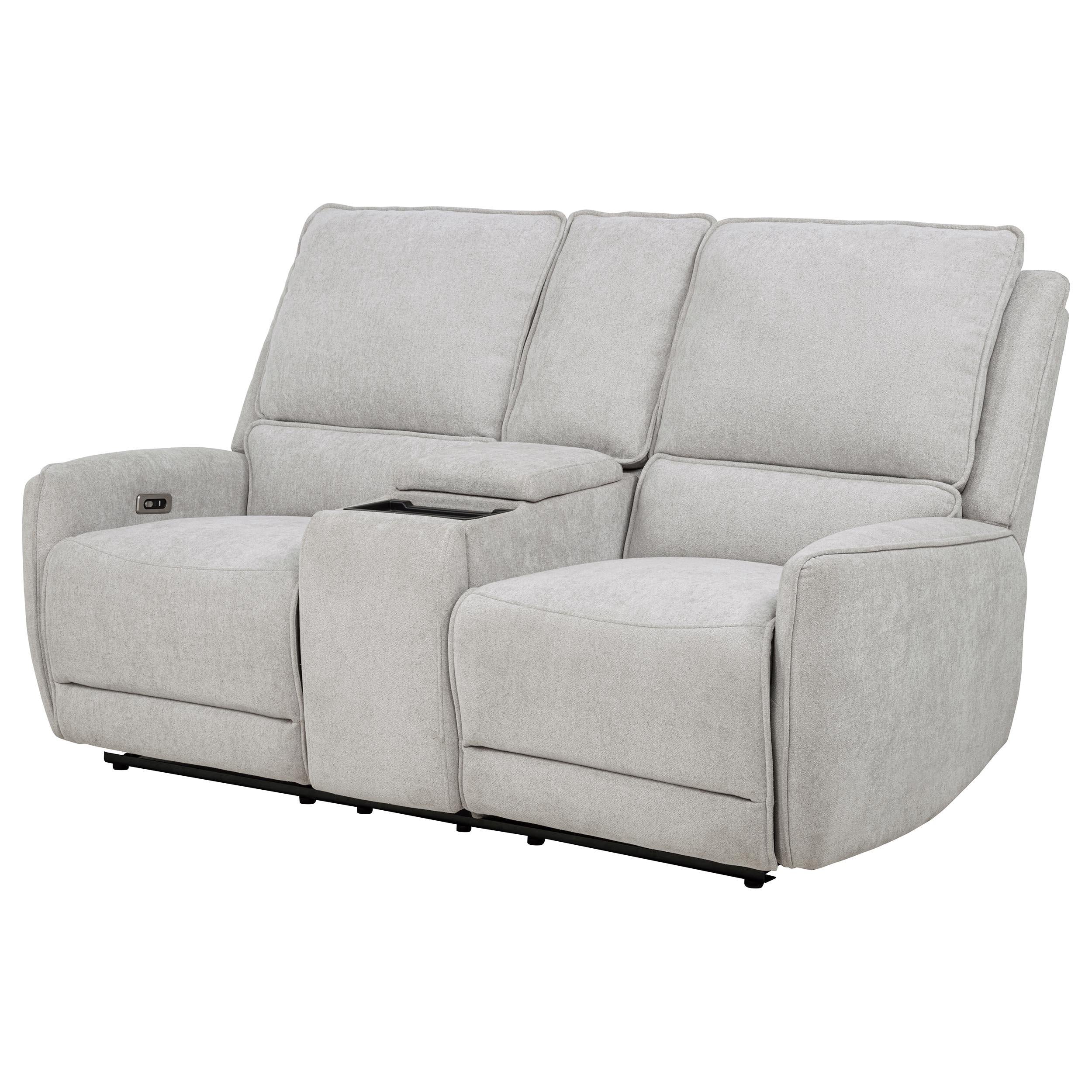Sylmar Gray Chenille Upholstered Power Reclining Loveseat - Image 5