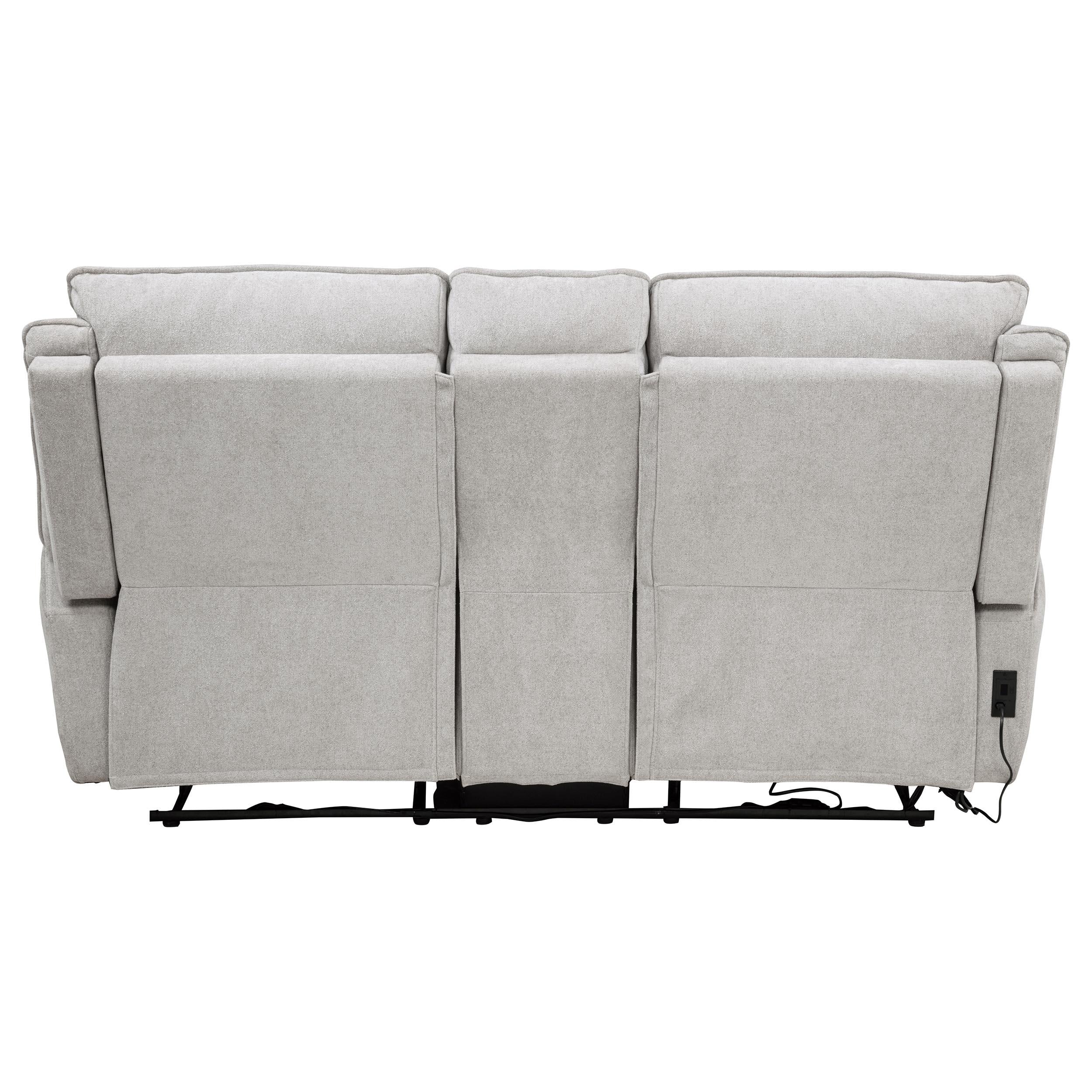 Sylmar Gray Chenille Upholstered Power Reclining Loveseat - Image 7