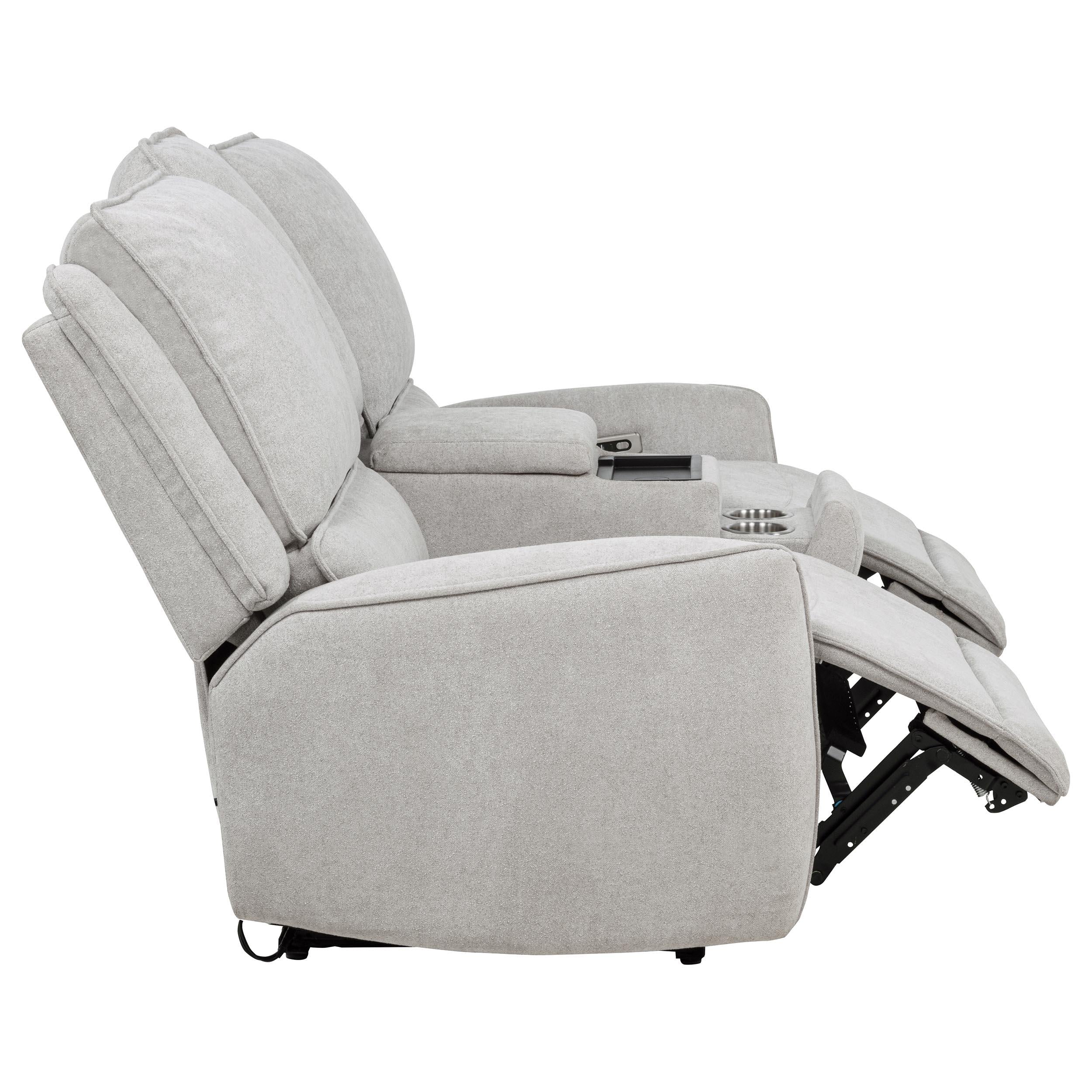 Sylmar Gray Chenille Upholstered Power Reclining Loveseat - Image 9