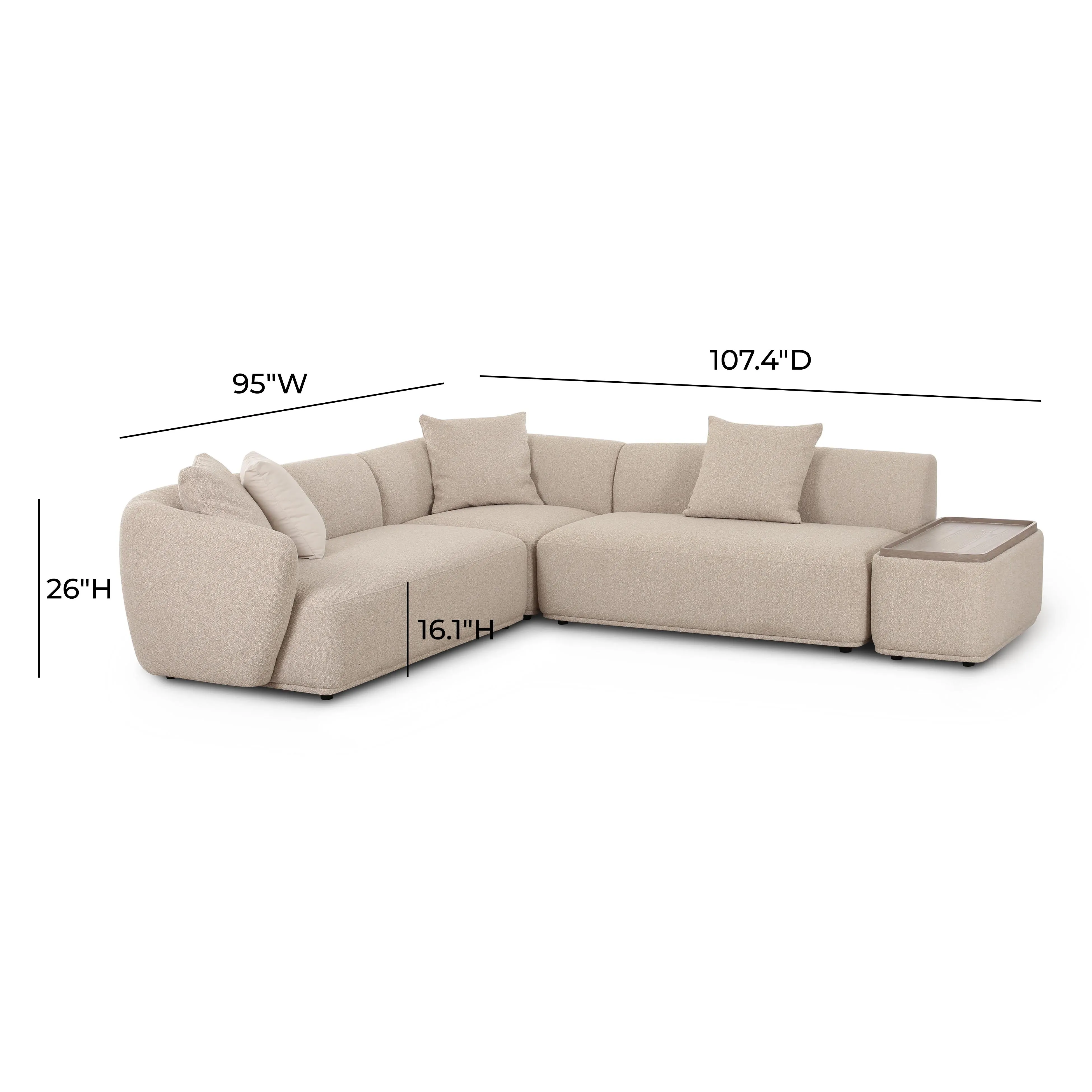 Sylvie Cream Boucle 4-Piece Chaise Sectional - Image 6