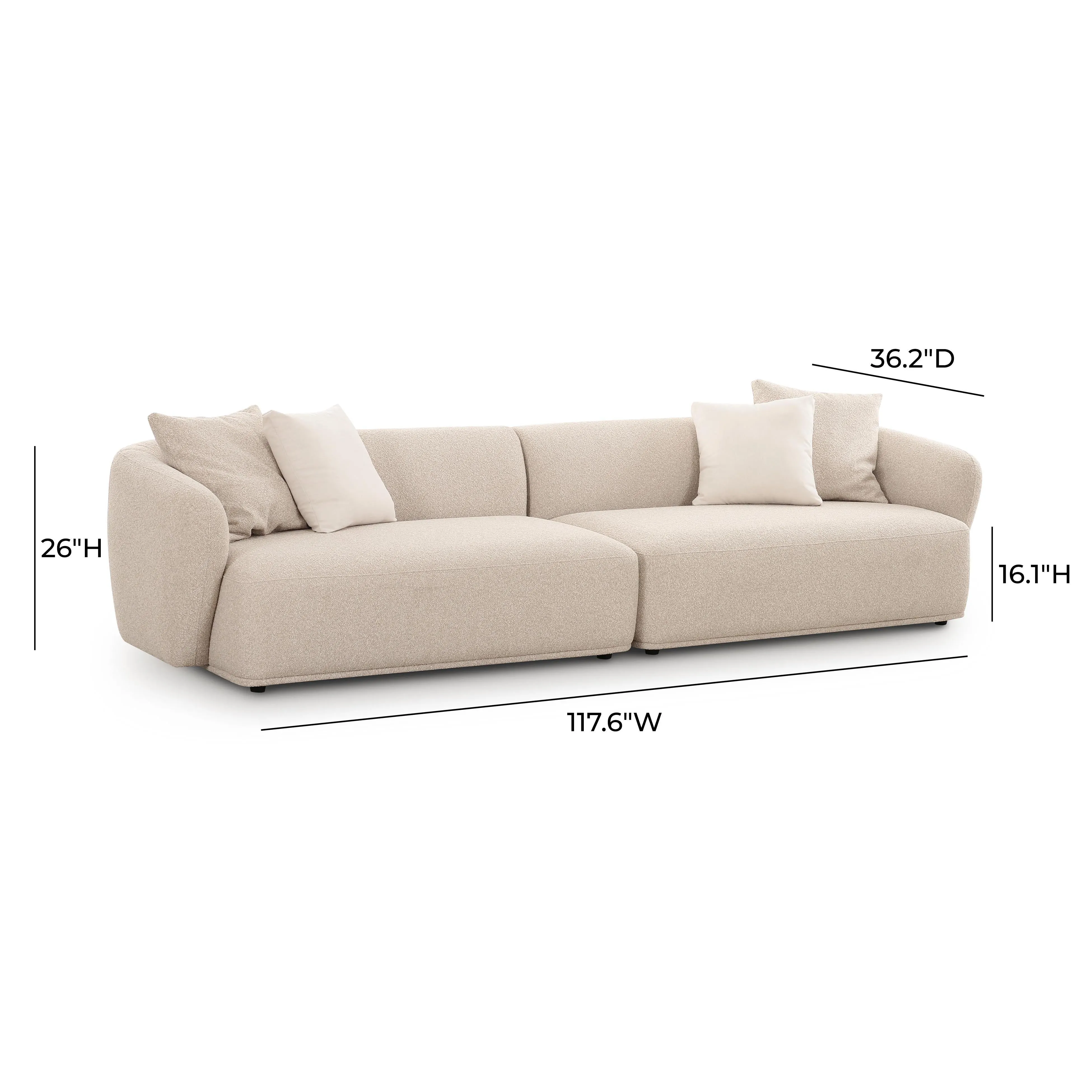 Sylvie Cream Boucle 4-Seater Sofa - Image 4