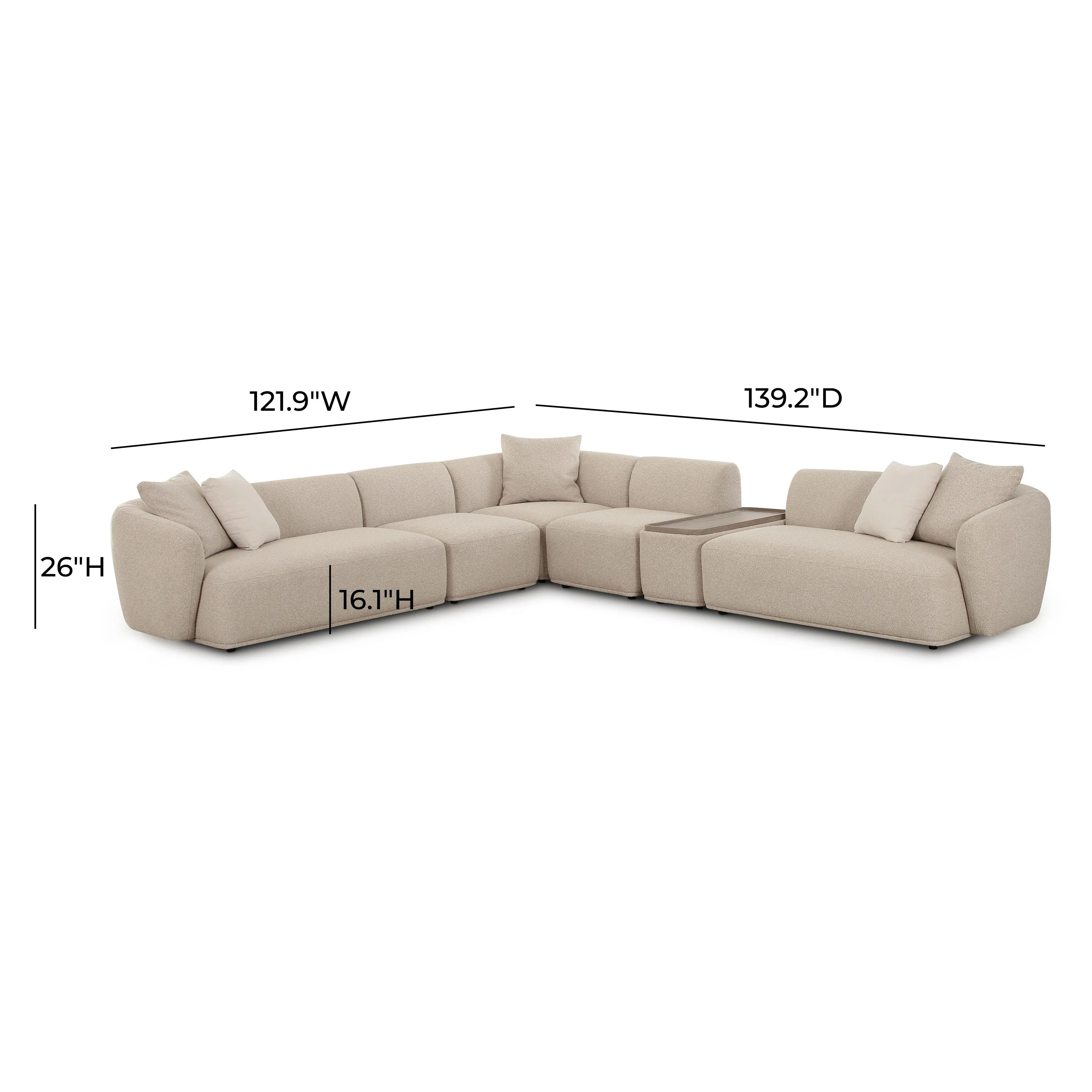 Sylvie Cream Boucle 6-Piece Large Sectional - Image 6