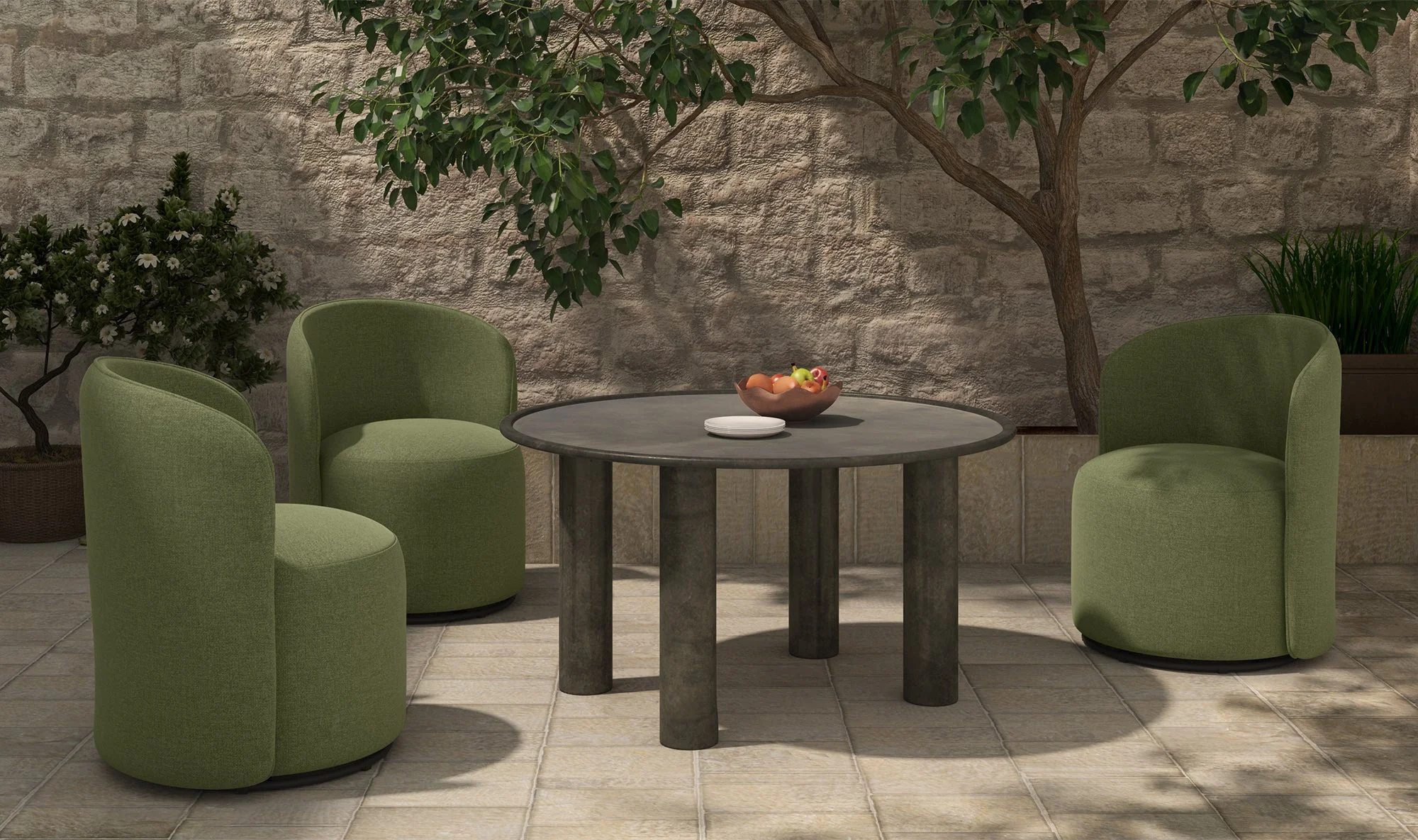 Sylvie Outdoor Swivel Dining Chair Green - Image 4