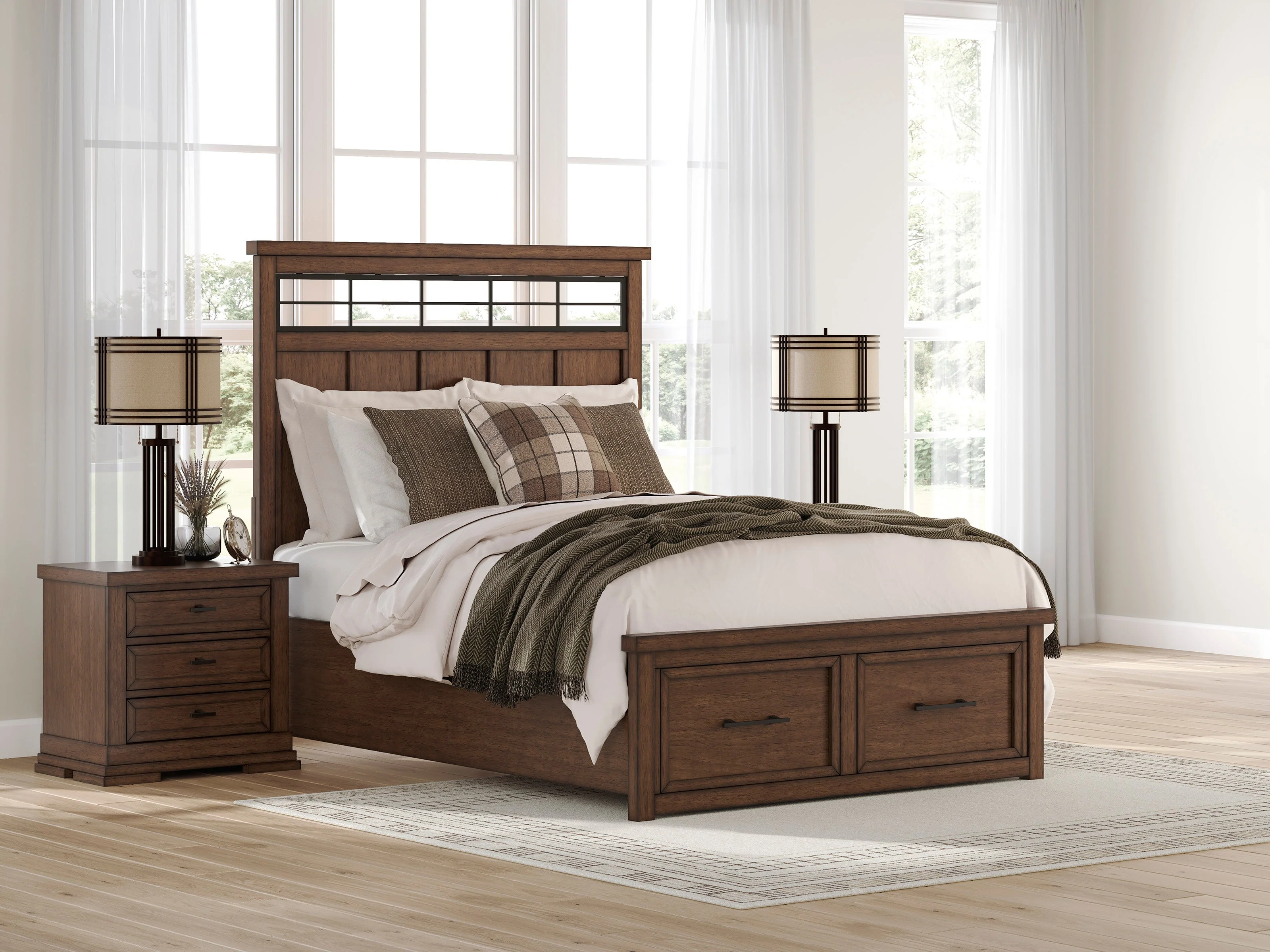 Taffenbrook Medium Brown Queen Storage Platform Bed - Image 2