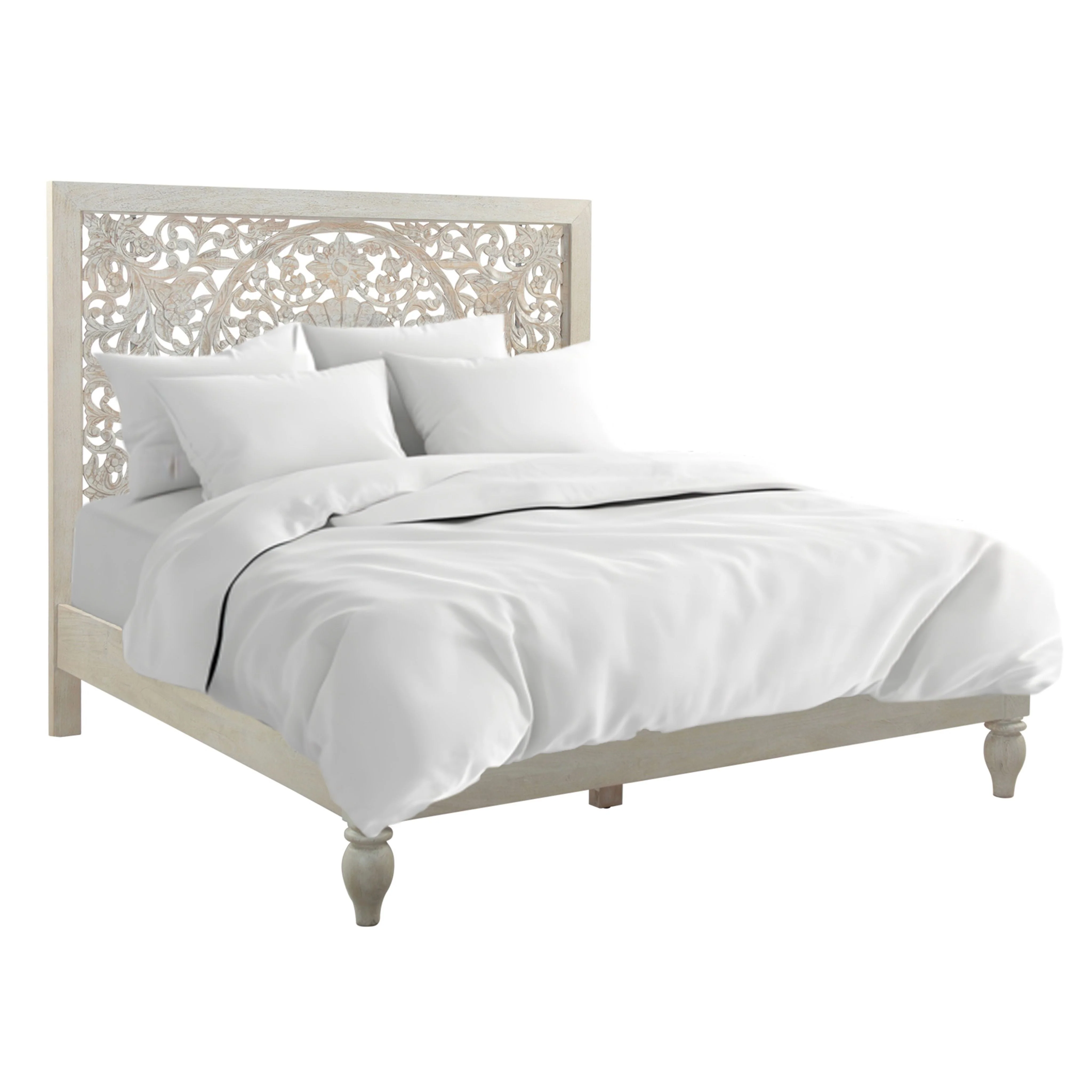 Taj King Bed in Carved Heirloom White - Image 10