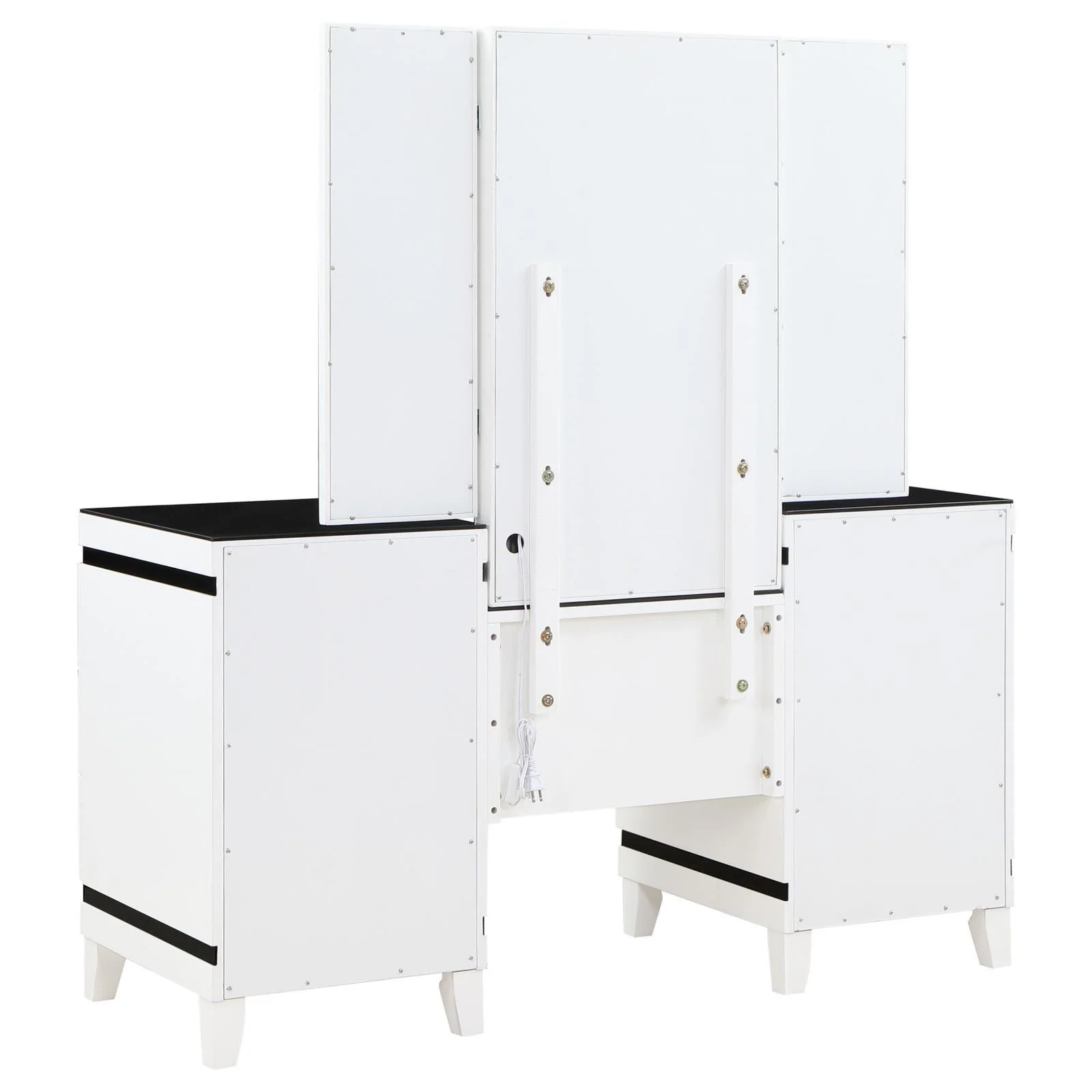 Talei Black and White 6-drawer Vanity Set with Hollywood Lighting - Image 6