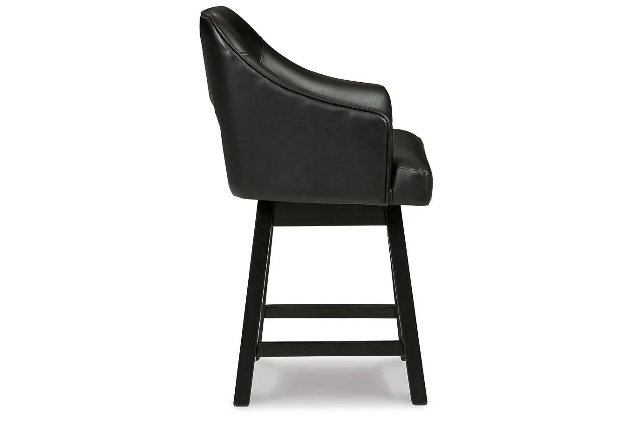 Tallenger Black/Dark Brown Counter Height Barstool, Set of 2 - Image 4